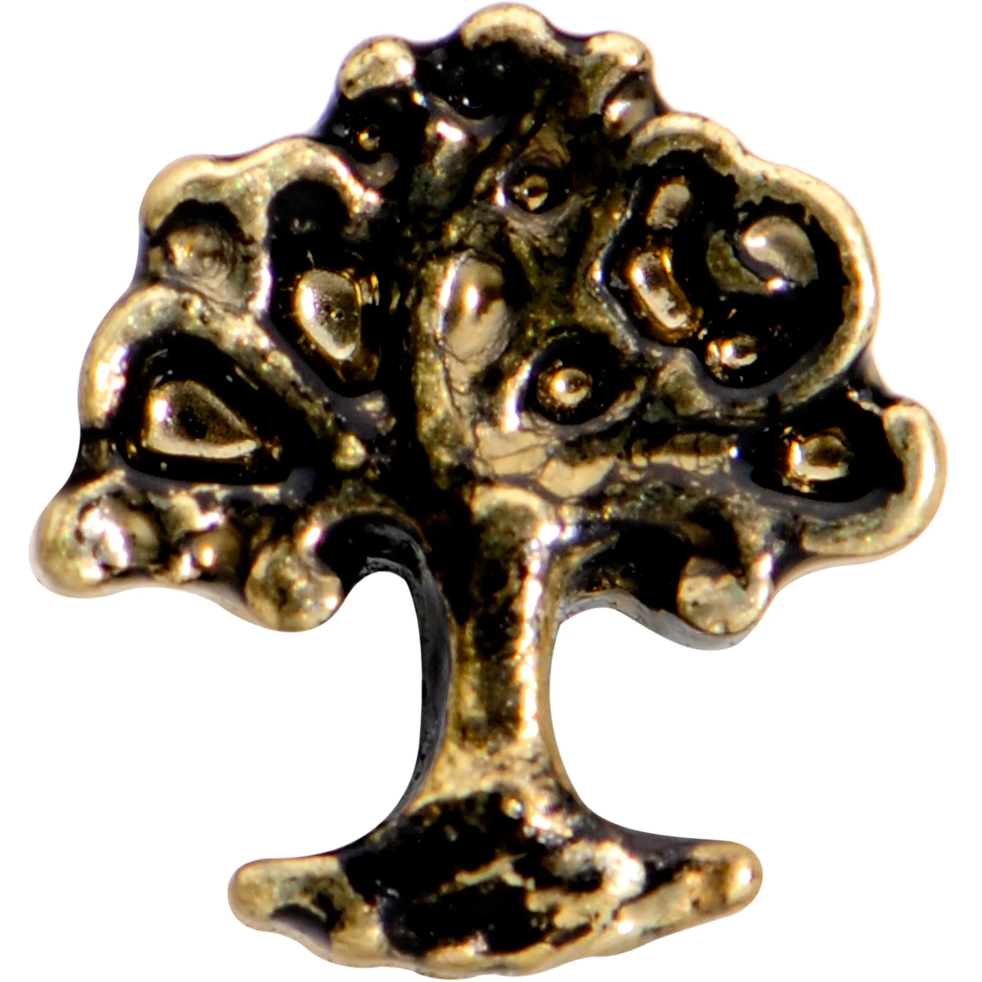 16G 1/4 Gold Tone Ancient Tree of Life Tragus Cartilage Earring - Image 2