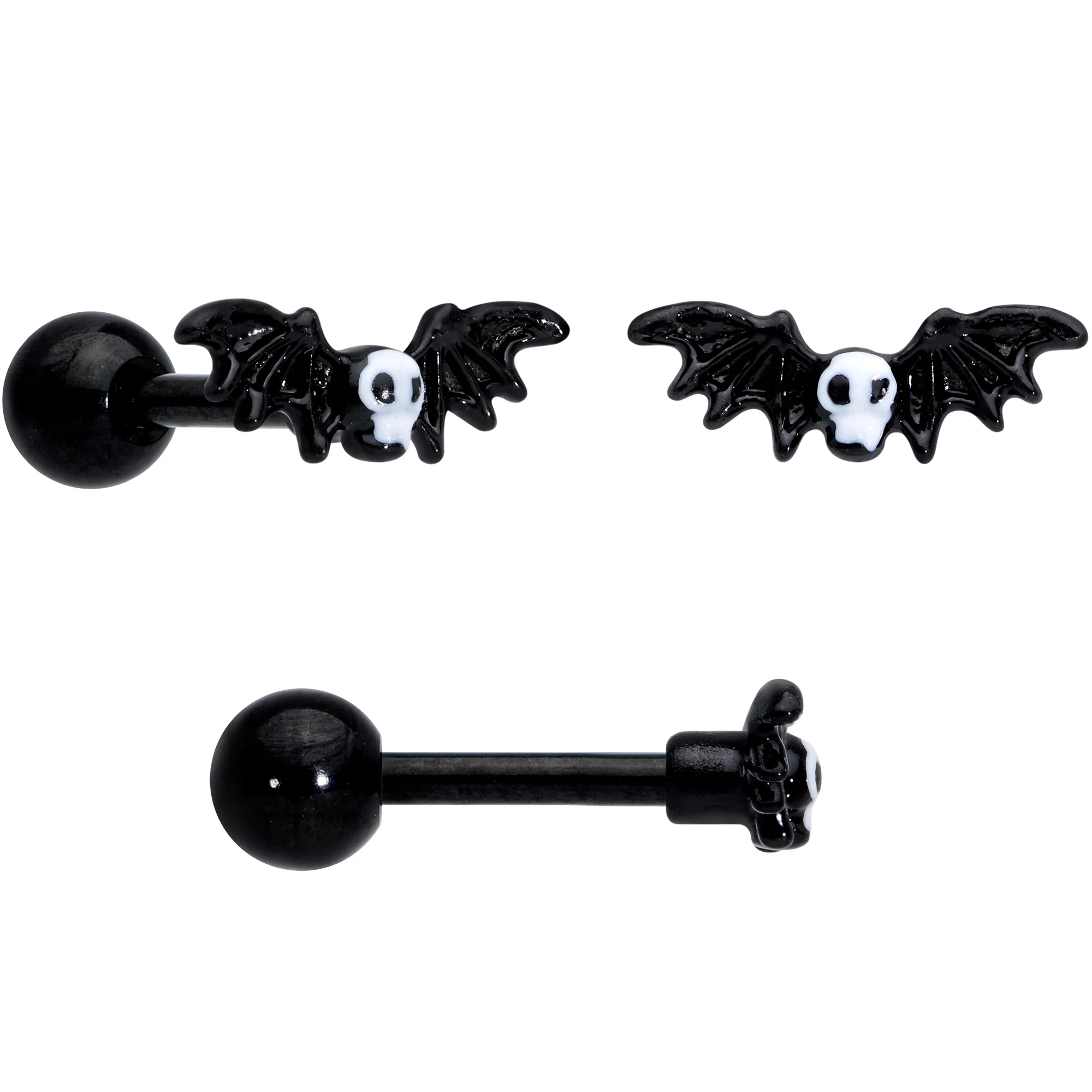16G 1/4 Gold Tone Black Cat Halloween Cartilage Tragus Set of 3 - Image 3