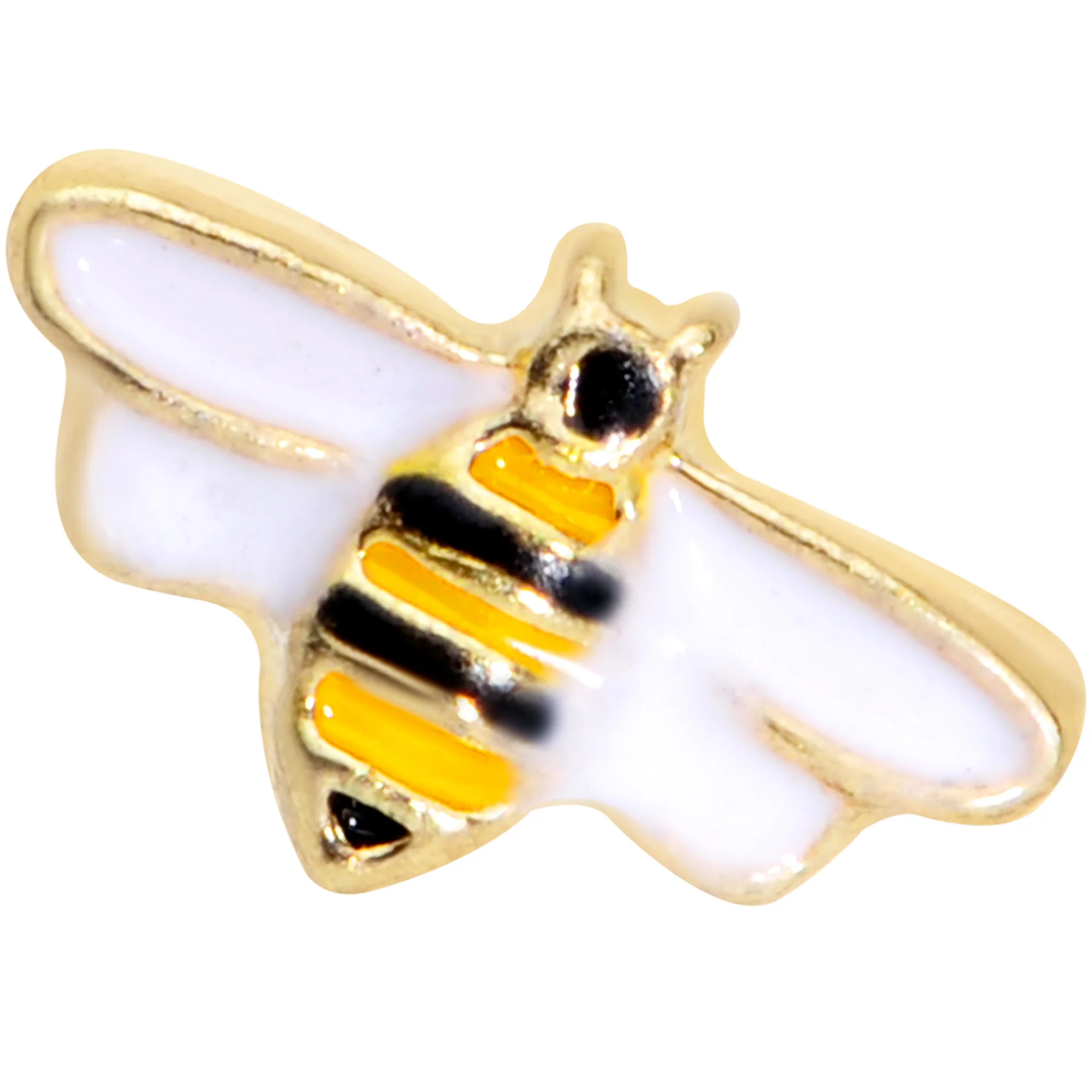 16G 1/4 Gold Tone Black Yellow Bee Cartilage Tragus Earring - Image 3
