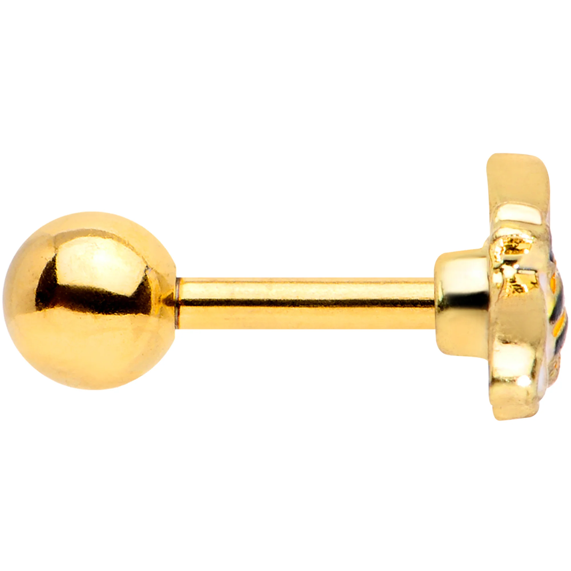16G 1/4 Gold Tone Black Yellow Bee Cartilage Tragus Earring - Image 4