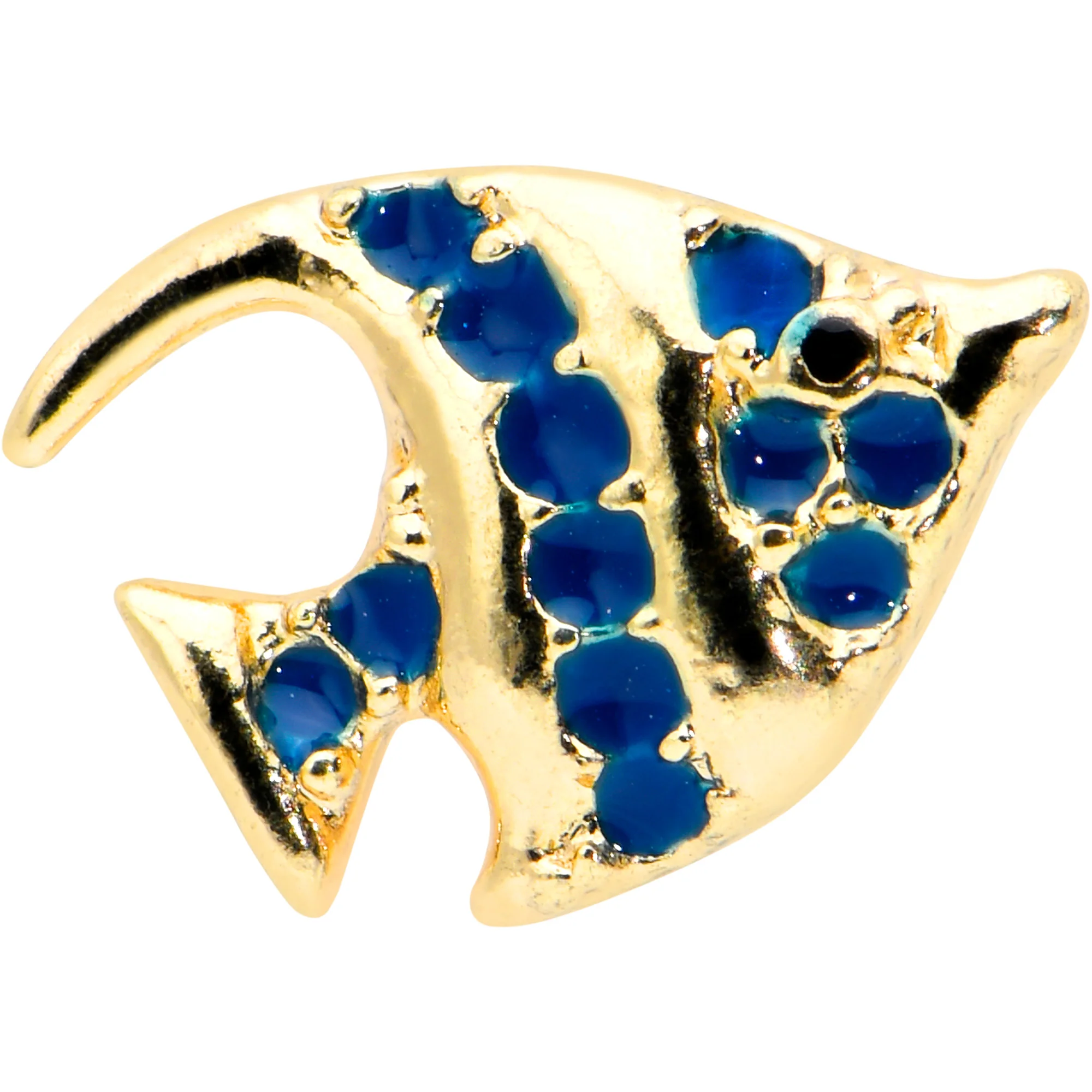 16G 1/4 Gold Tone Blue Adorable Angelfish Cartilage Tragus - Image 2
