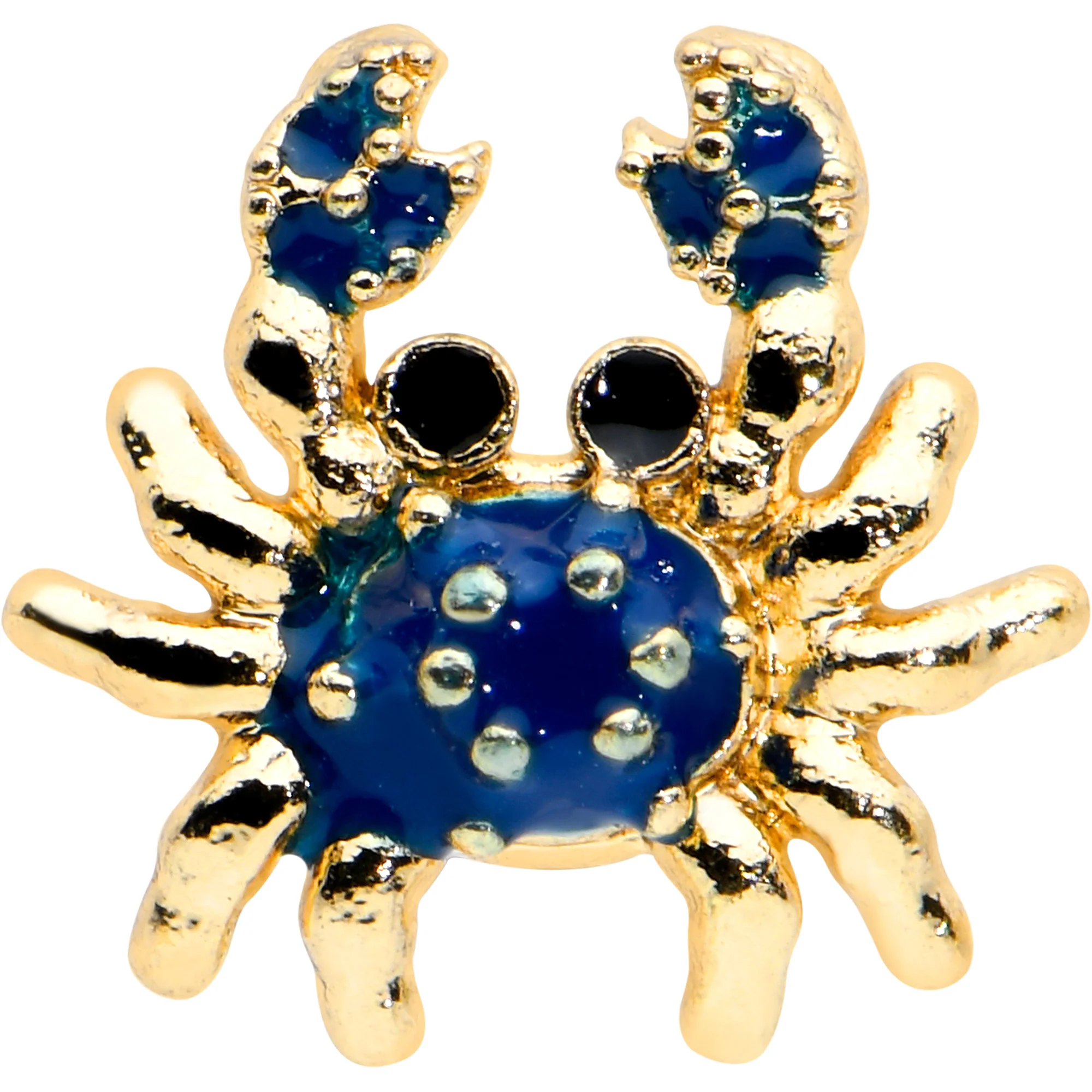 16G 1/4 Gold Tone Blue Crab Nautical Cartilage Tragus Earring - Image 2