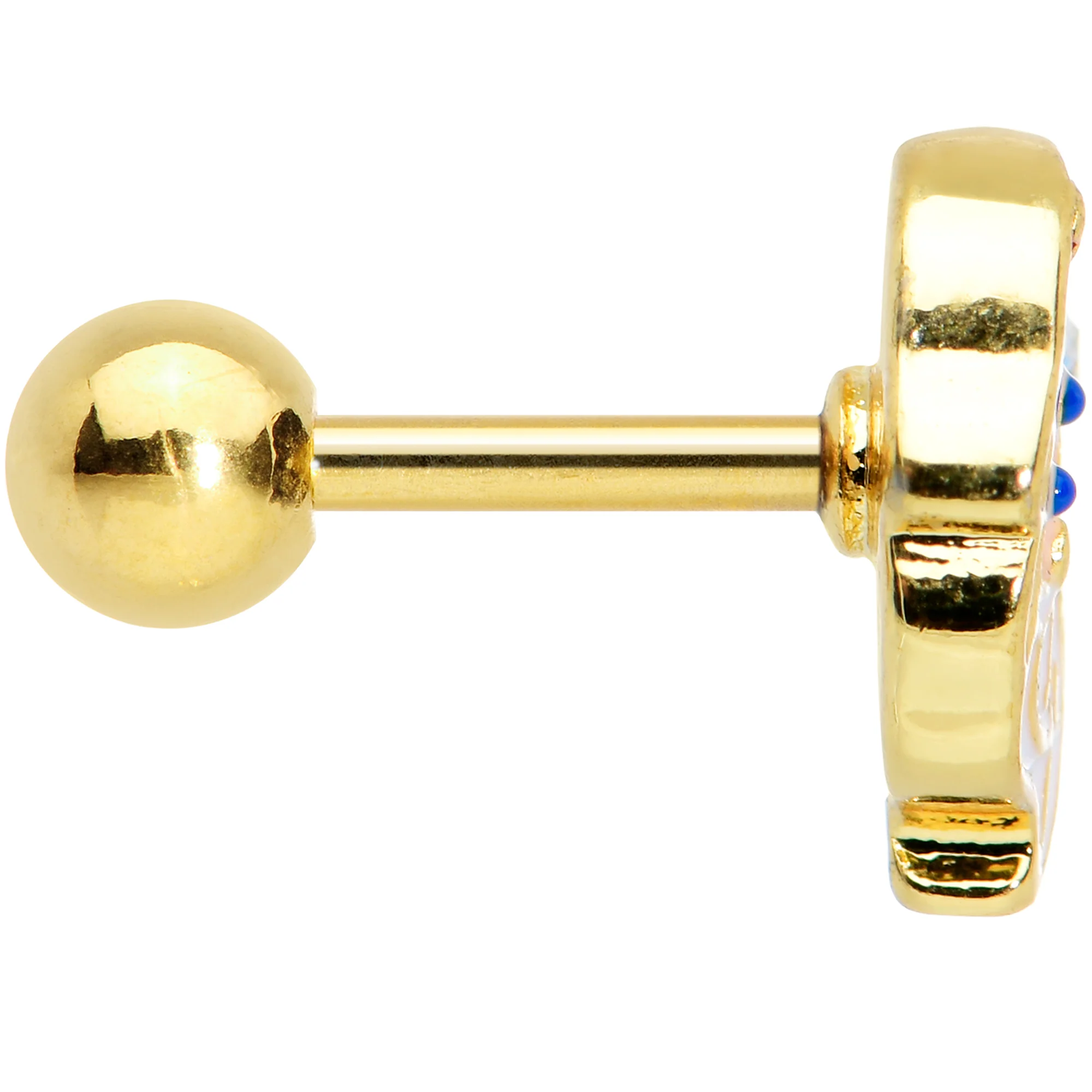 16G 1/4 Gold Tone Blue Eyed Santa Christmas Cartilage Tragus - Image 3