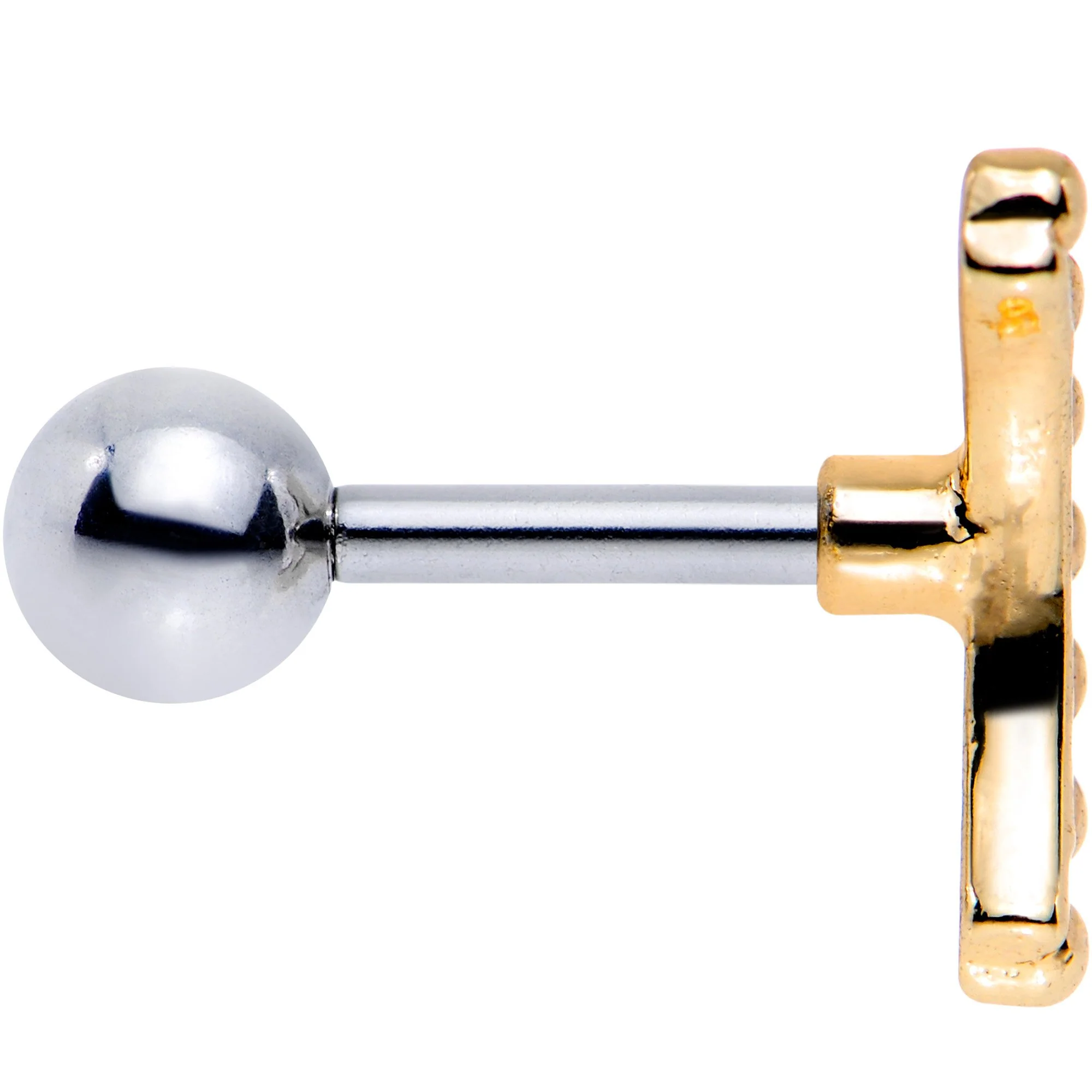 16G 1/4 Gold Tone Crescent Arc Cartilage Tragus Earring - Image 3