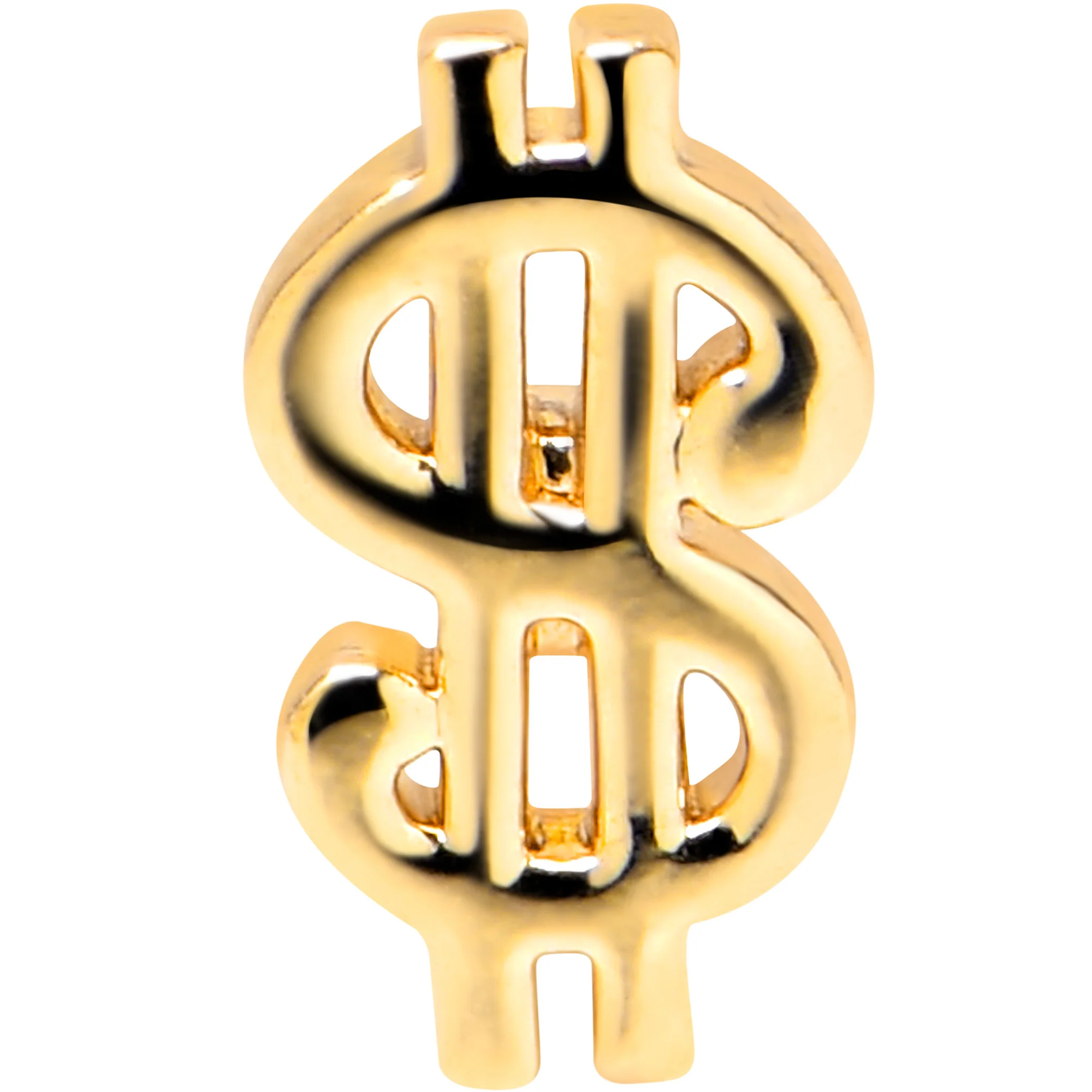 16G 1/4 Gold Tone Dollar Sign Cartilage Tragus Earring - Image 2