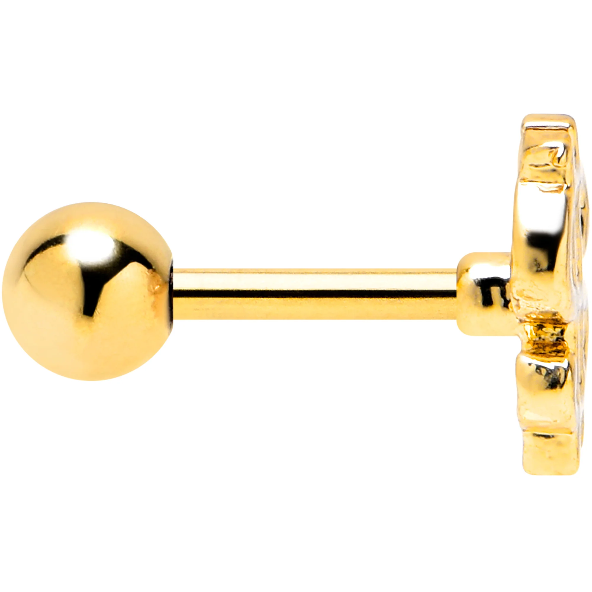 16G 1/4 Gold Tone Dollar Sign Cartilage Tragus Earring - Image 3