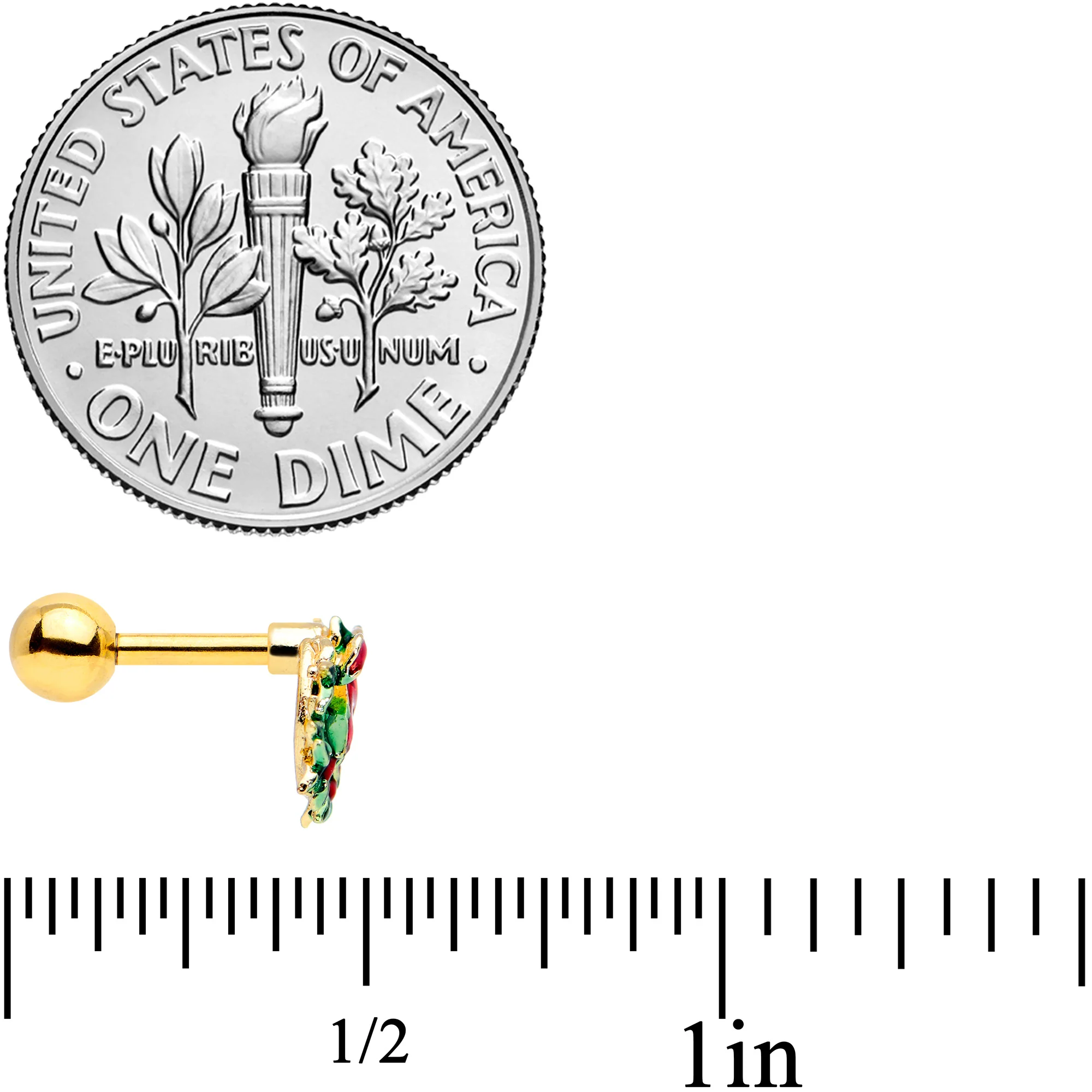 16G 1/4 Gold Tone Festive Bow Wreath Christmas Cartilage Tragus - Image 4