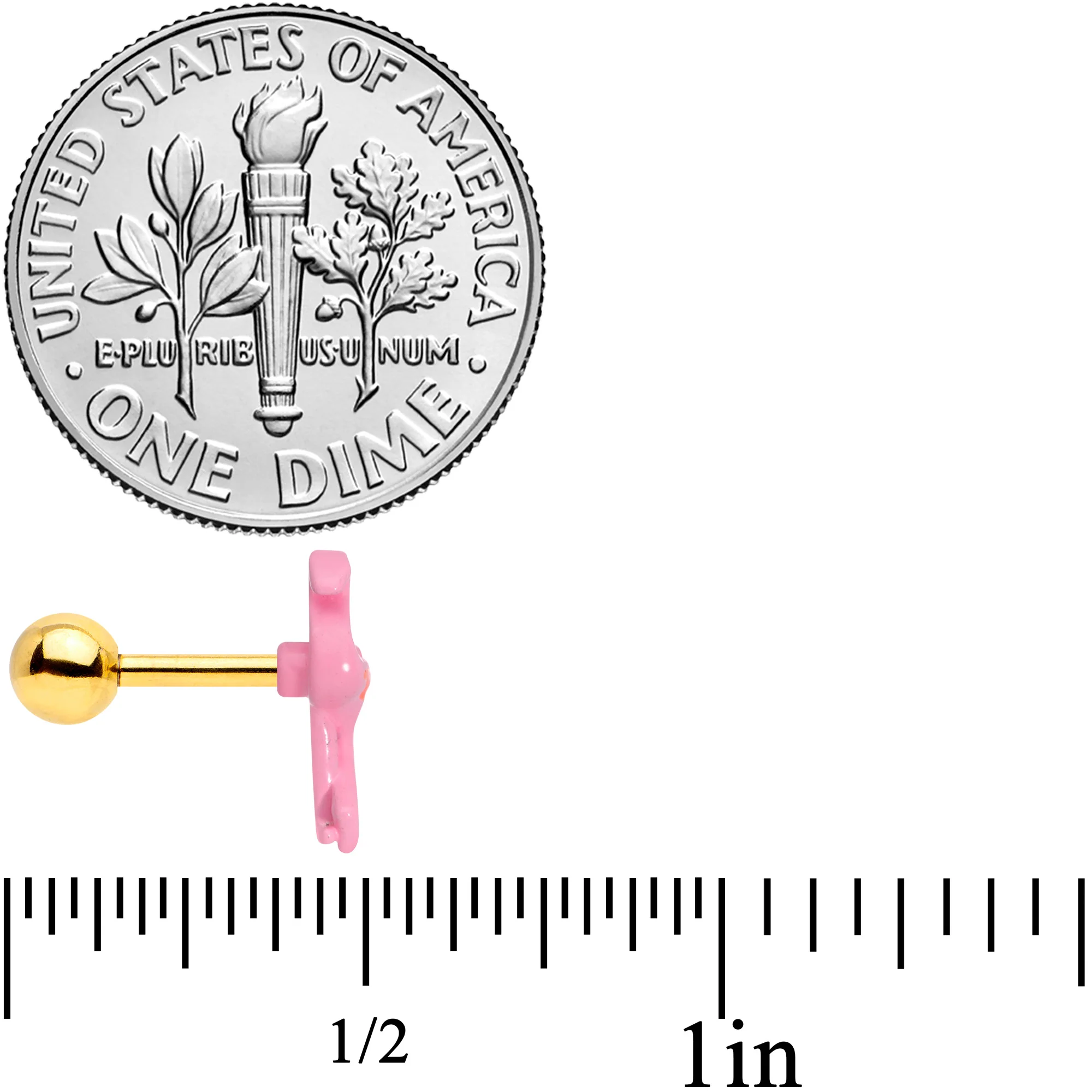16G 1/4 Gold Tone Flamingo Cartilage Tragus - Image 4