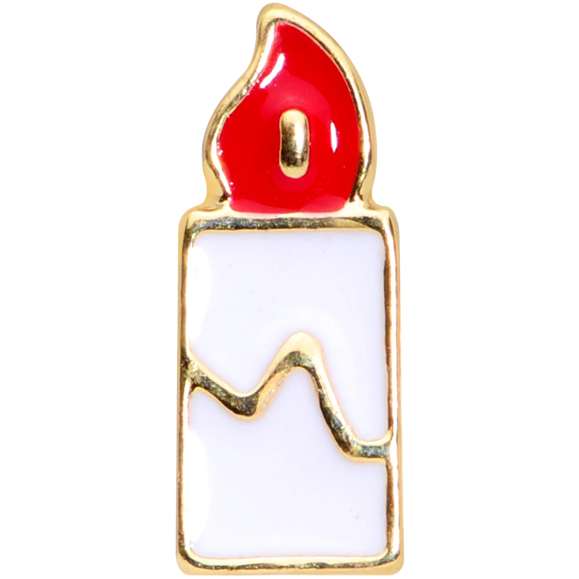16G 1/4 Gold Tone Holiday Candle Cartilage Tragus Earring - Image 4