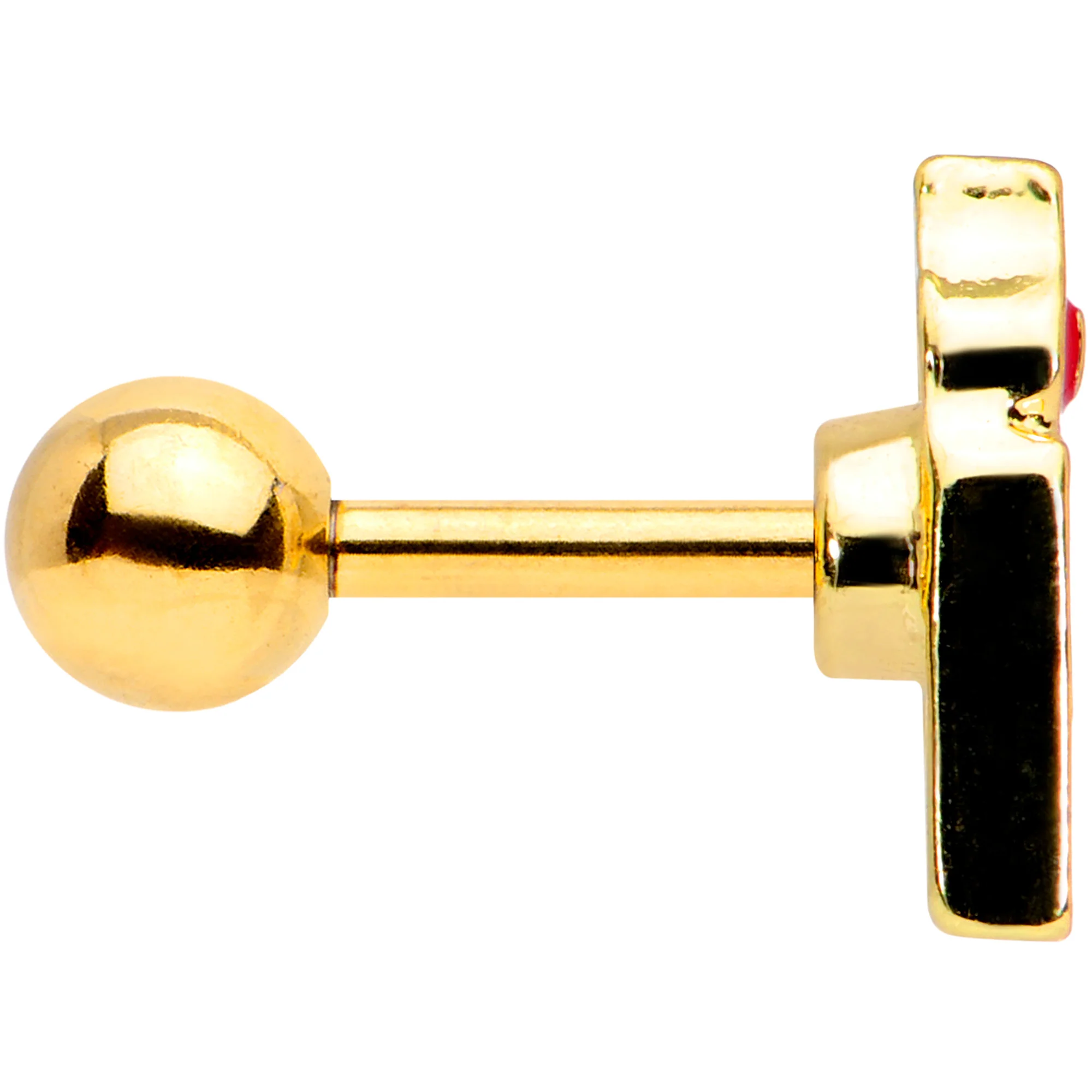 16G 1/4 Gold Tone Holiday Candle Cartilage Tragus Earring - Image 5