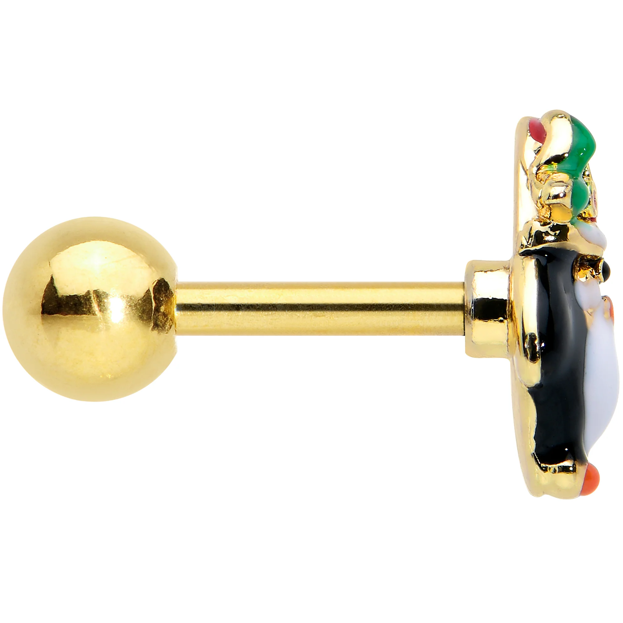 16G 1/4 Gold Tone Holly Hat Penguin Cartilage Tragus Earring - Image 3