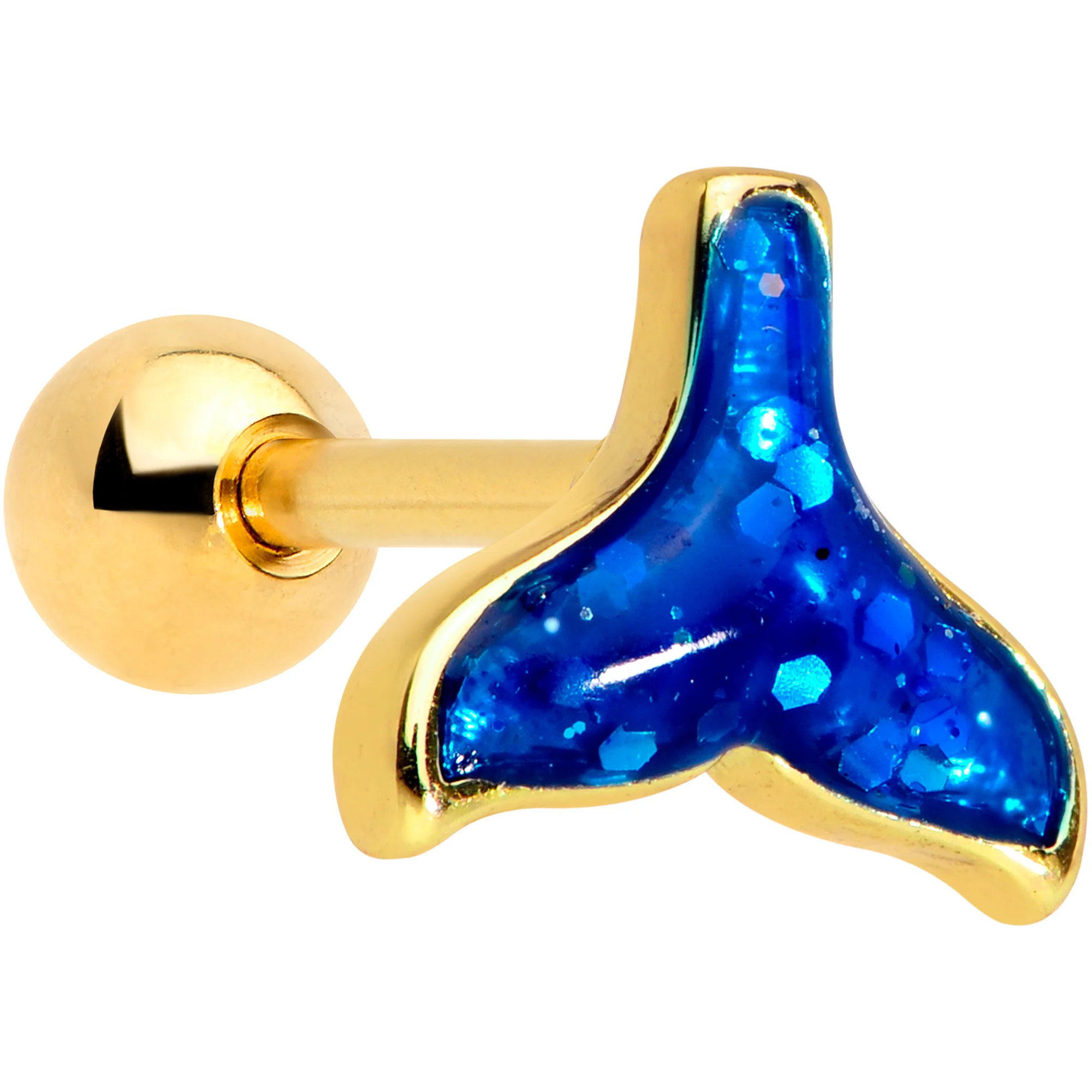 16G 1/4 Gold Tone Iridescent Mermaid Tail Cartilage Tragus
