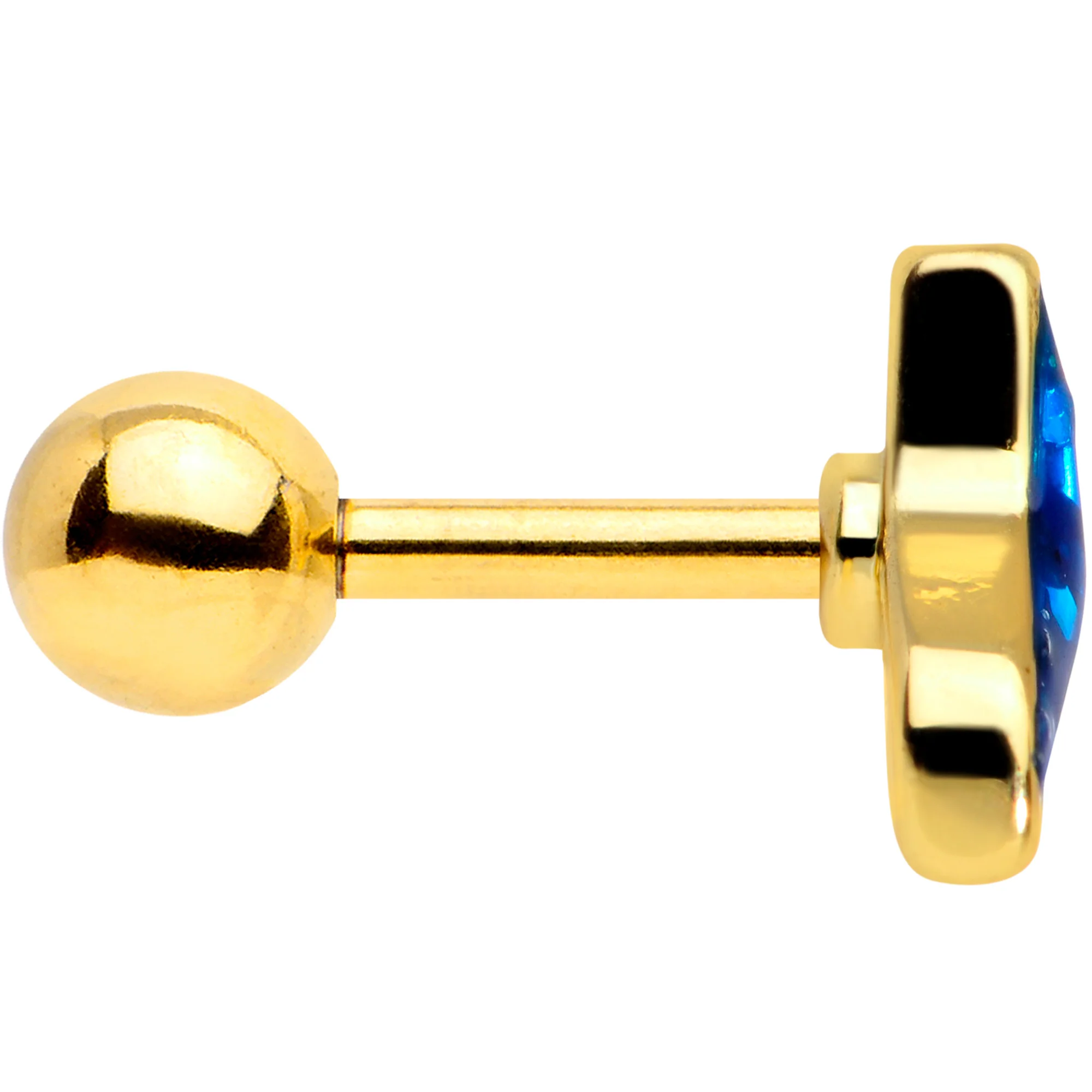16G 1/4 Gold Tone Iridescent Mermaid Tail Cartilage Tragus - Image 3