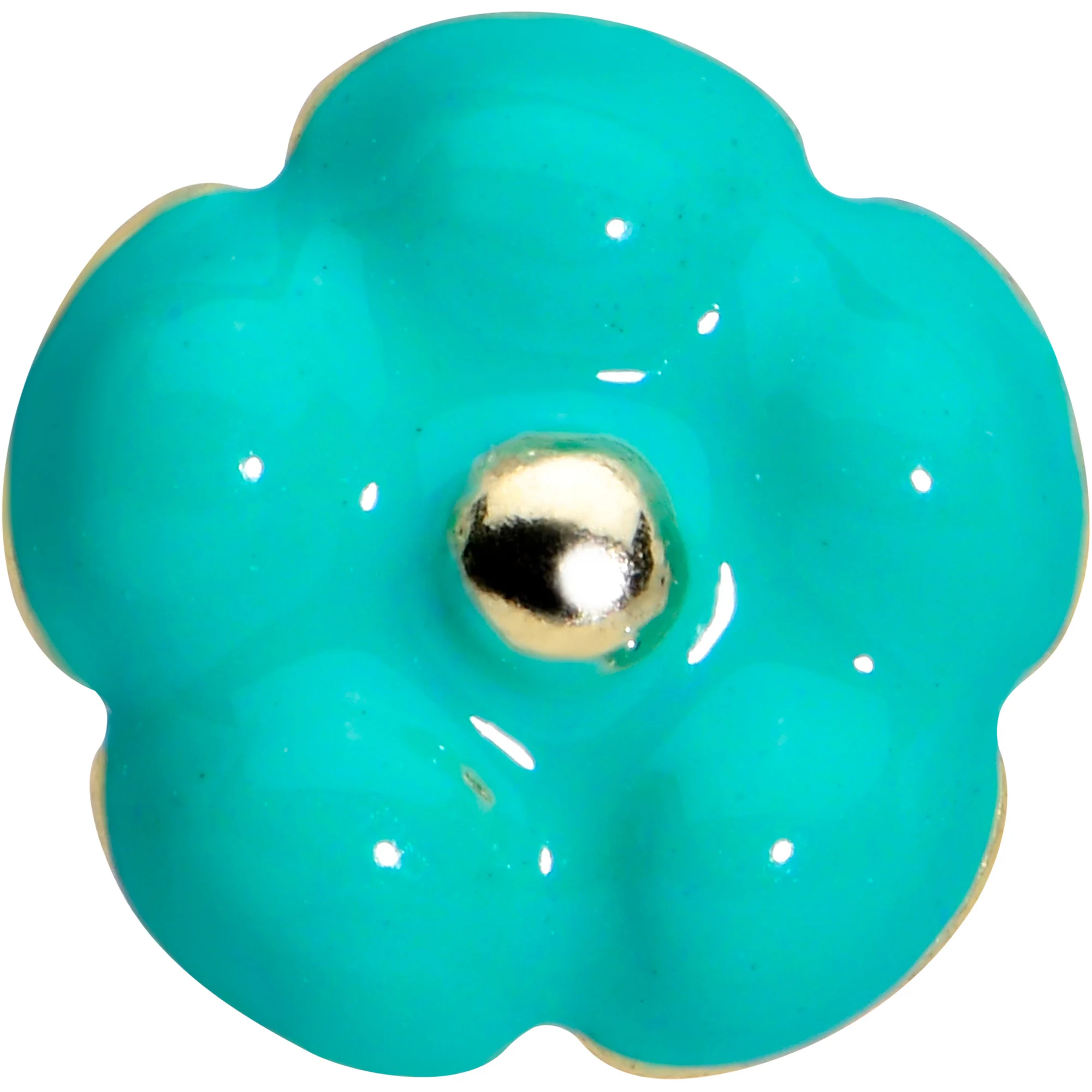 16G 1/4 Gold Tone Little Green Flower Labret Monroe Tragus - Image 2