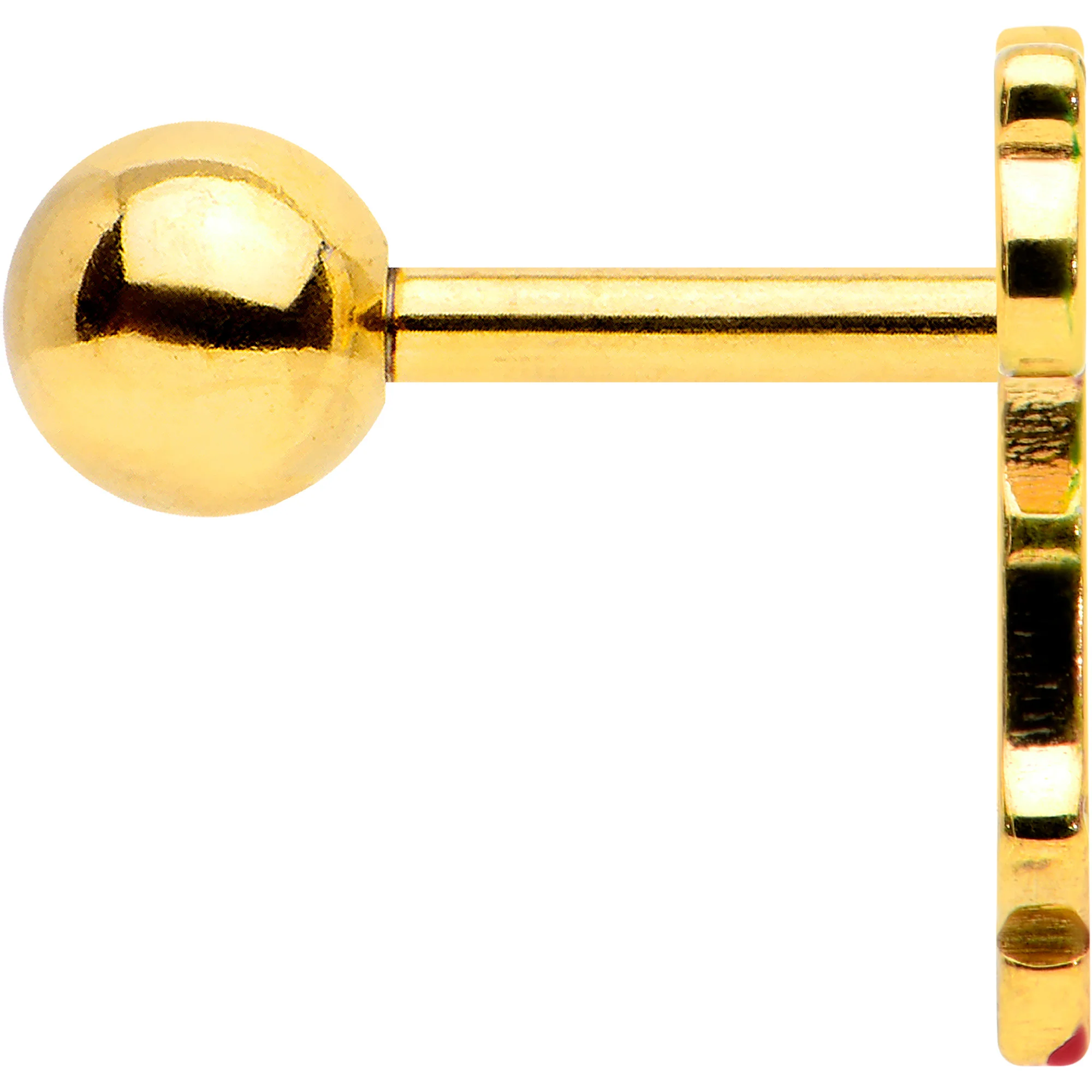16G 1/4 Gold Tone Merry Christmas Santa Inlay Cartilage Earring - Image 3