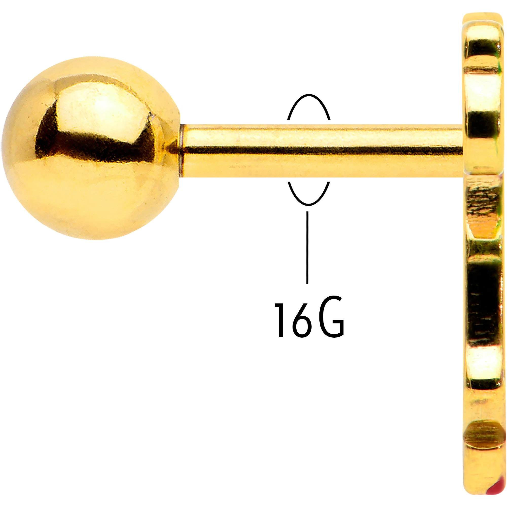 16G 1/4 Gold Tone Merry Christmas Santa Inlay Cartilage Earring - Image 5