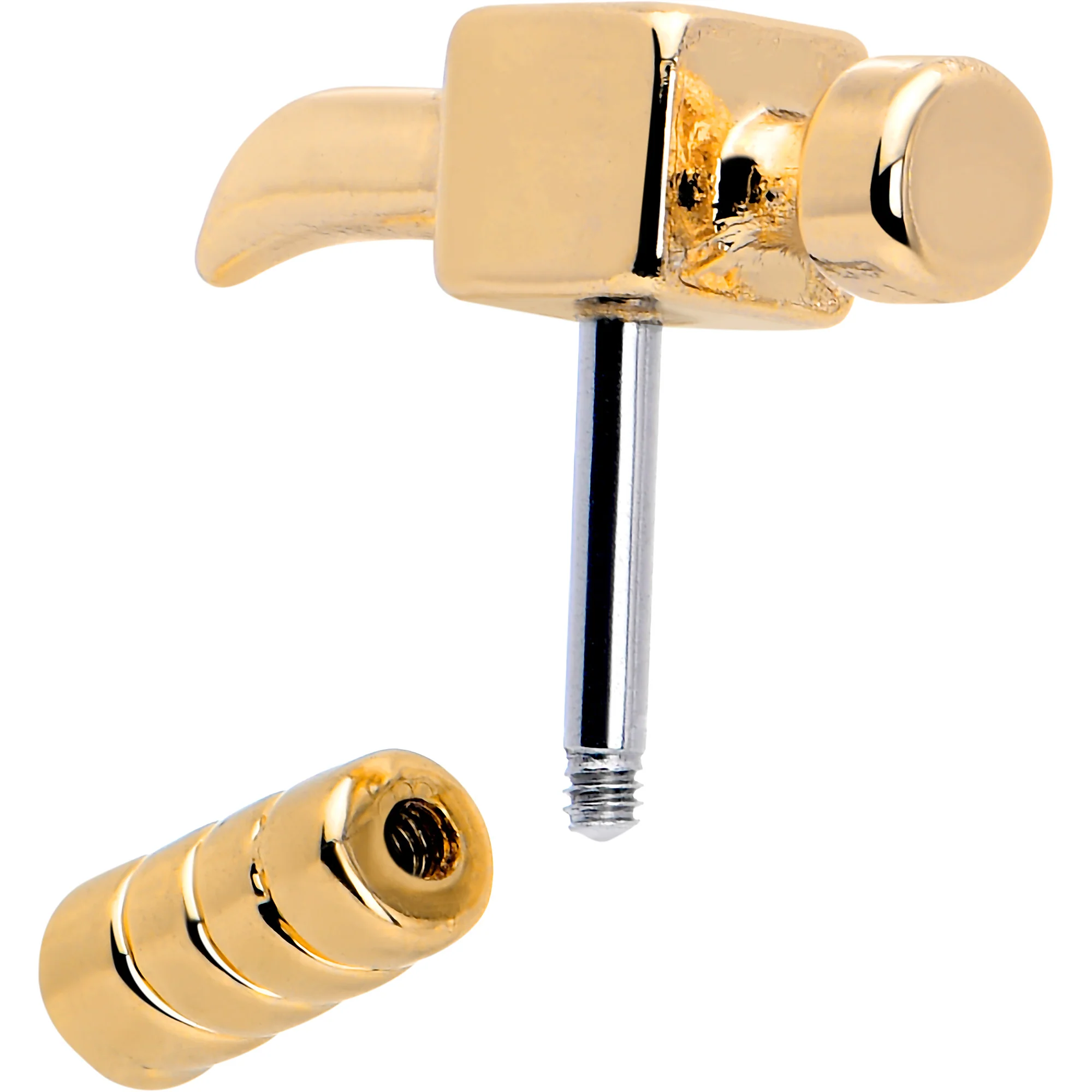 16G 1/4 Gold Tone Optical Illusion Hammer Cartilage Tragus Earring - Image 3