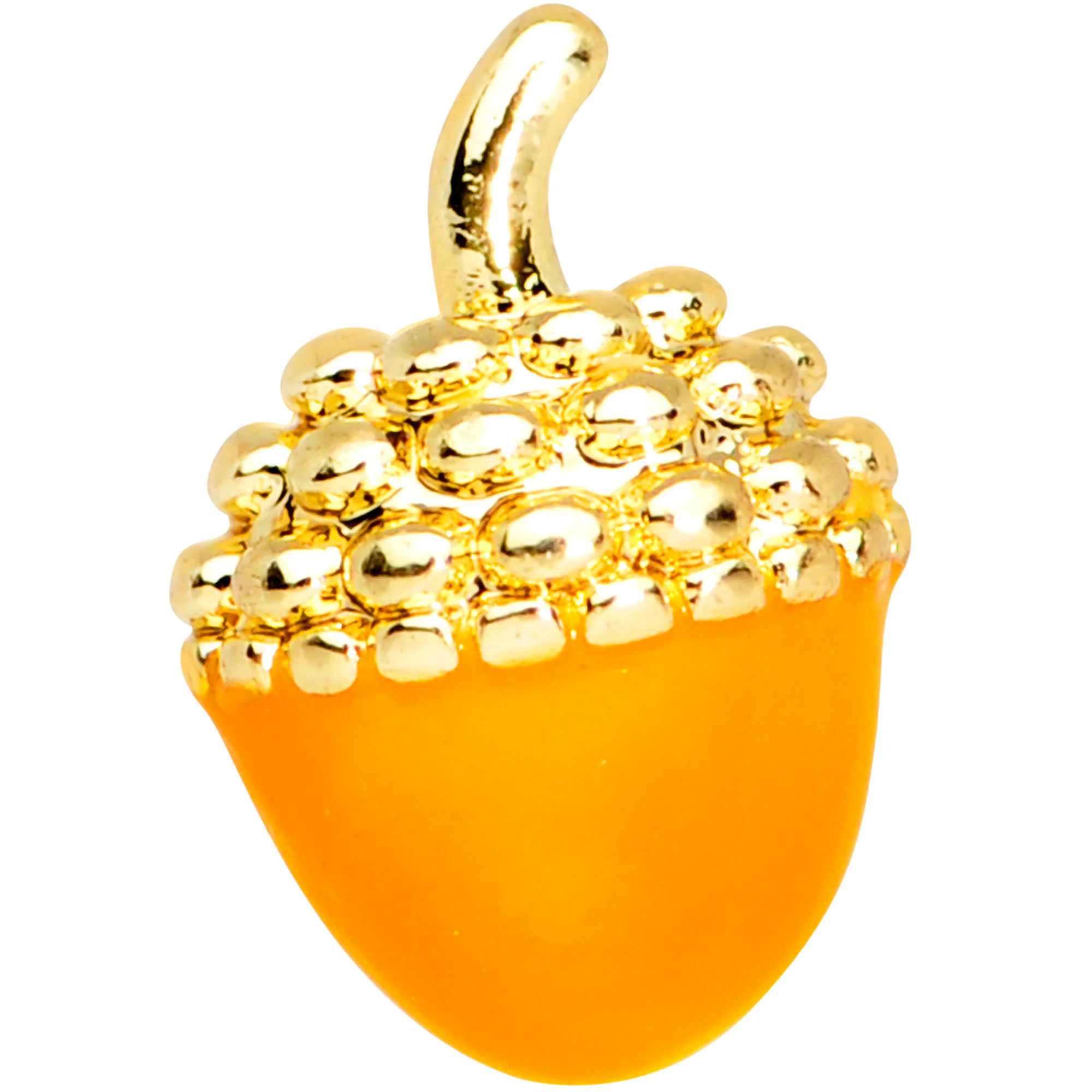 16G 1/4 Gold Tone Orange Acorn Cartilage Tragus - Image 2