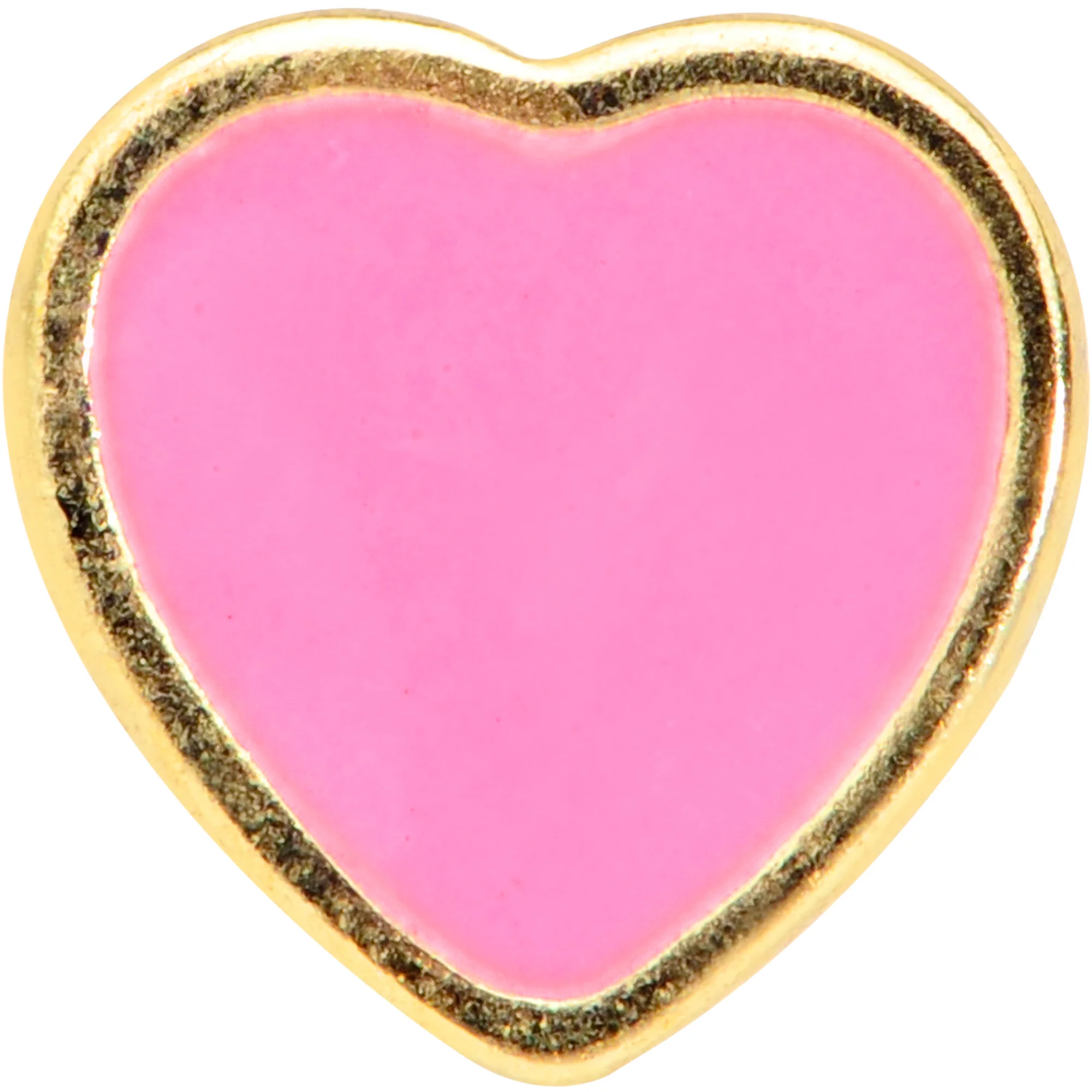 16G 1/4 Gold Tone Pink Heart Cartilage Tragus Earring - Image 2