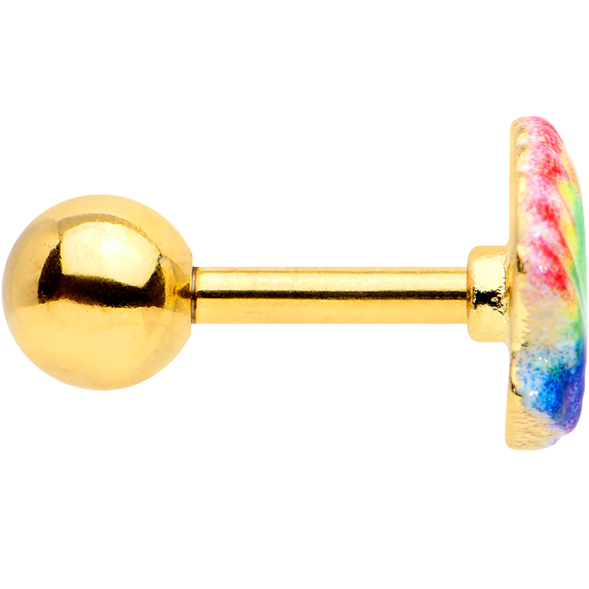 16G 1/4 Gold Tone Rainbow Scallop Shell Cartilage Tragus Earring - Image 3