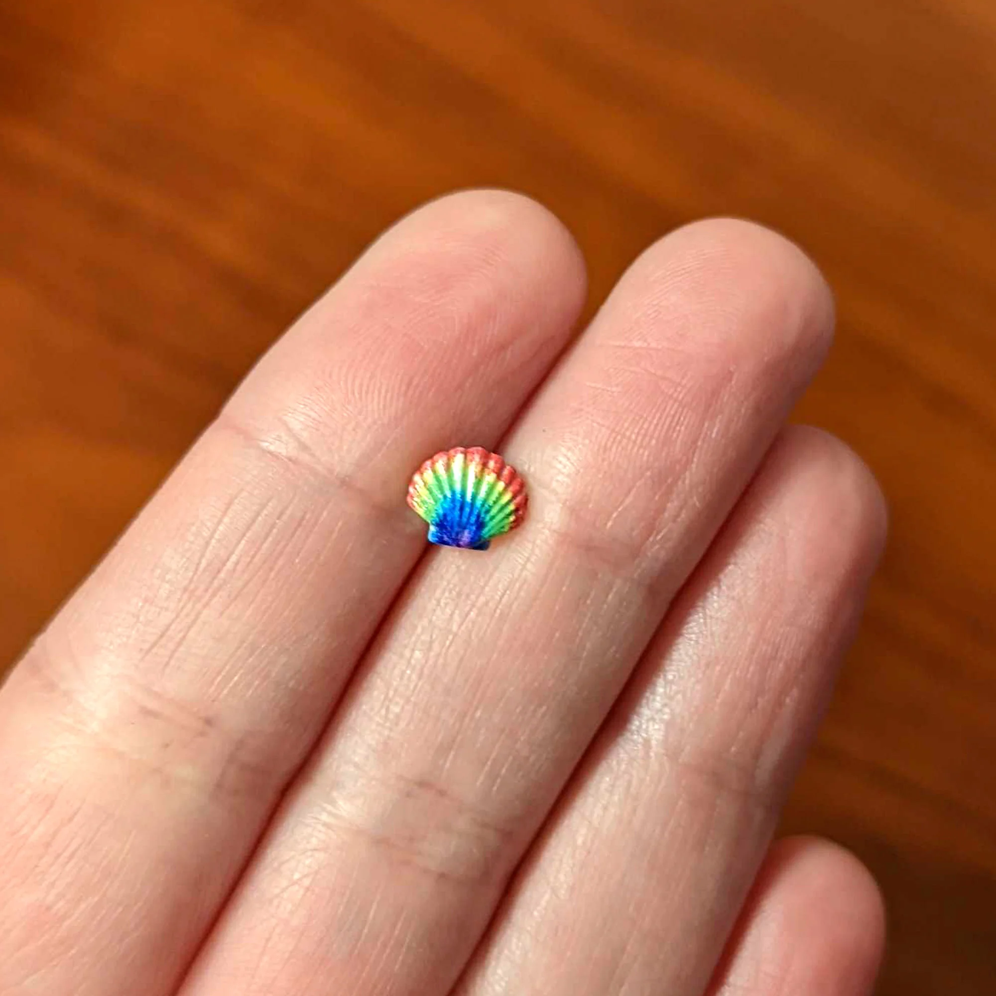 16G 1/4 Gold Tone Rainbow Scallop Shell Cartilage Tragus Earring - Image 5