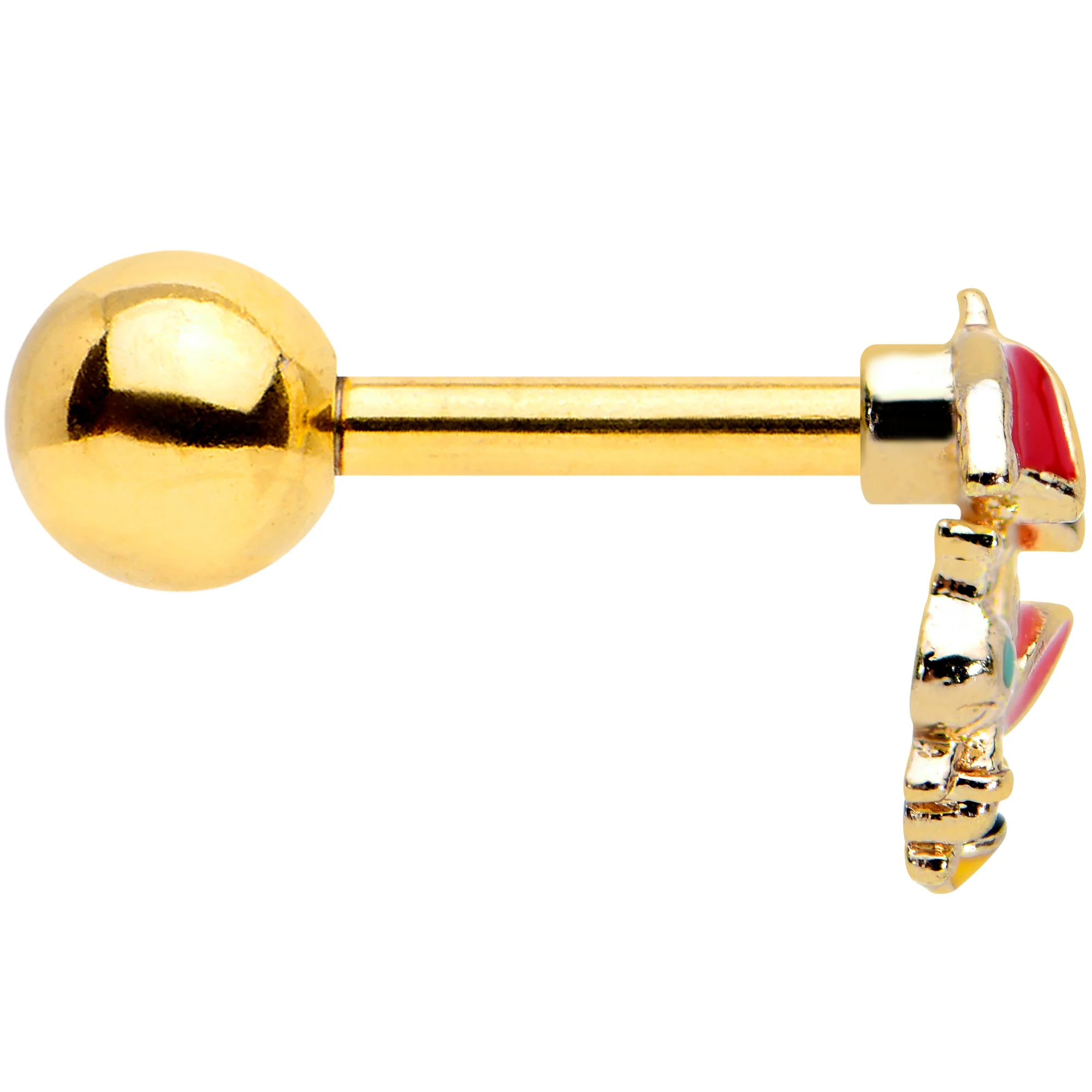 16G 1/4 Gold Tone Rainy Day Umbrella Bee Cartilage Tragus Earring - Image 3