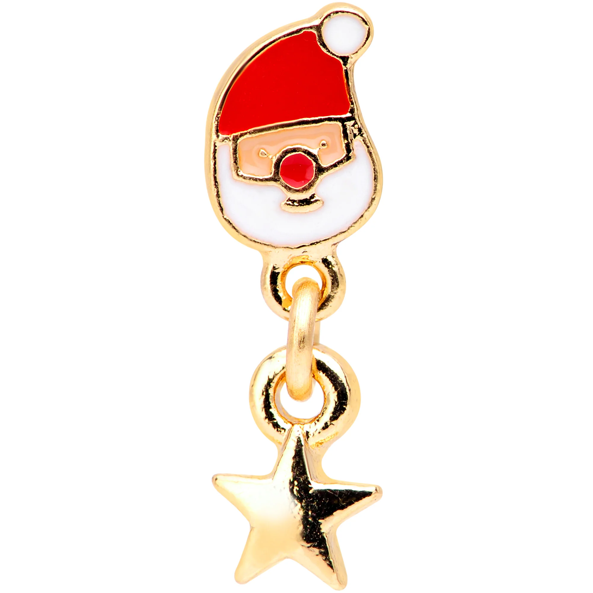 16G 1/4 Gold Tone Santa Star Christmas Dangle Cartilage Tragus - Image 2