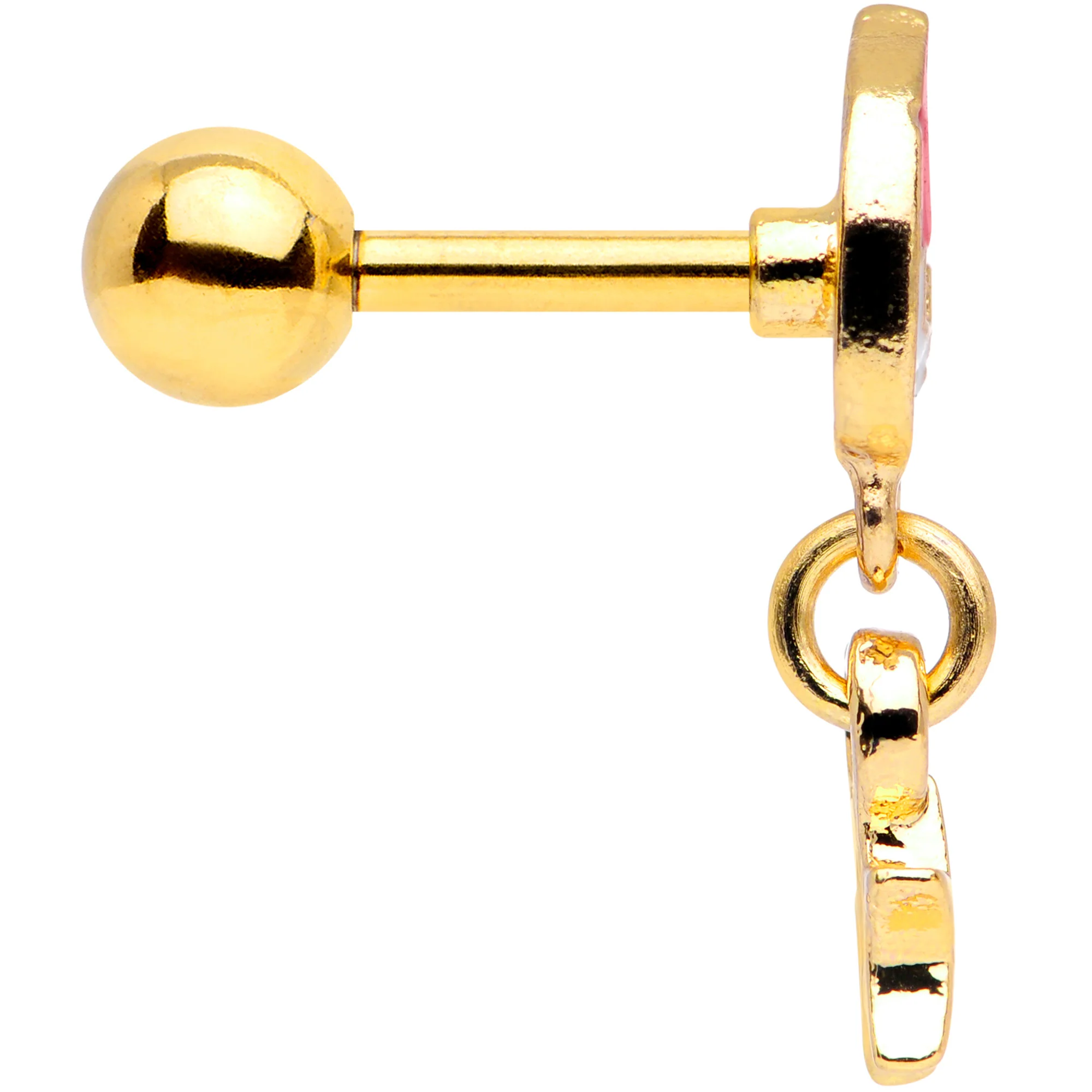 16G 1/4 Gold Tone Santa Star Christmas Dangle Cartilage Tragus - Image 3
