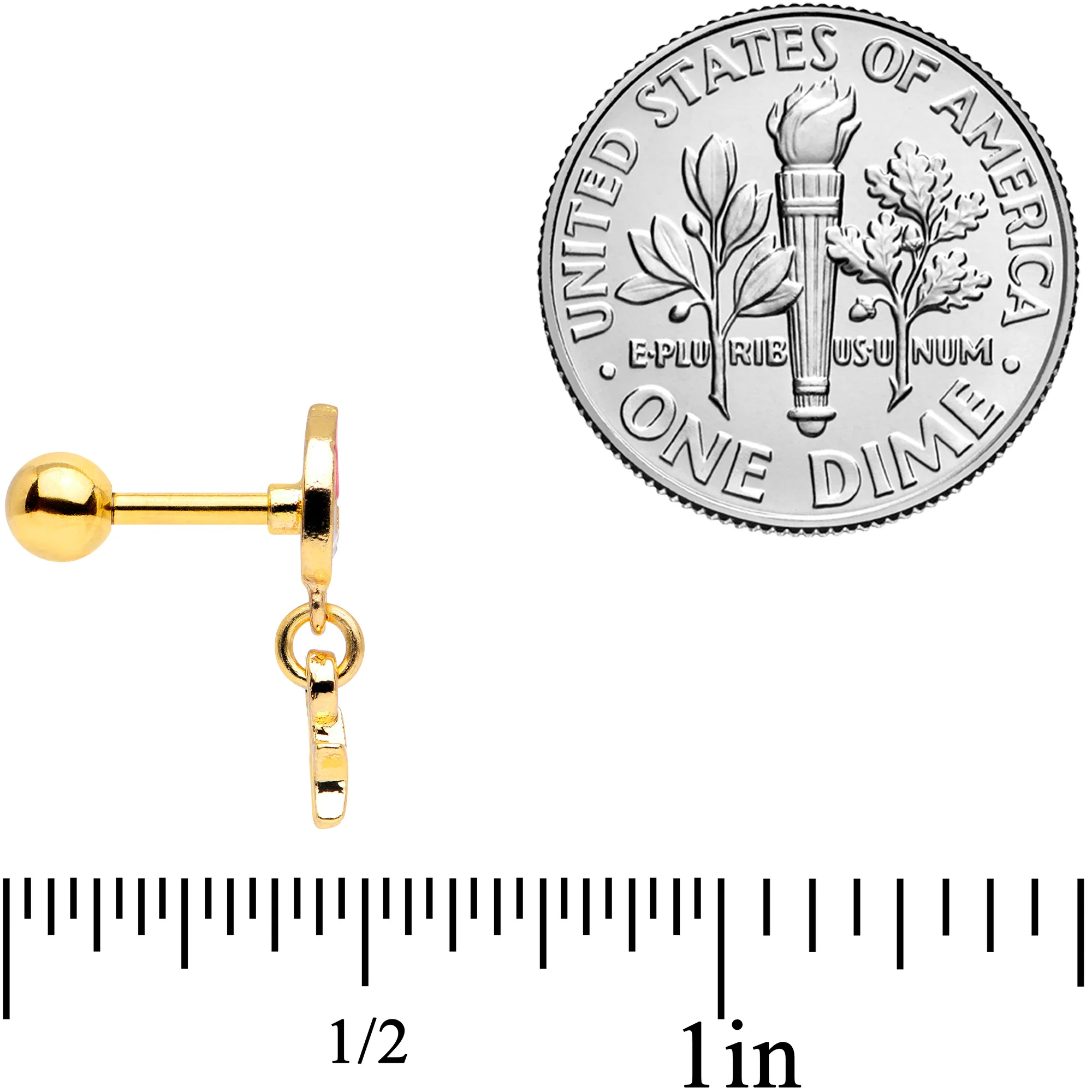 16G 1/4 Gold Tone Santa Star Christmas Dangle Cartilage Tragus - Image 4