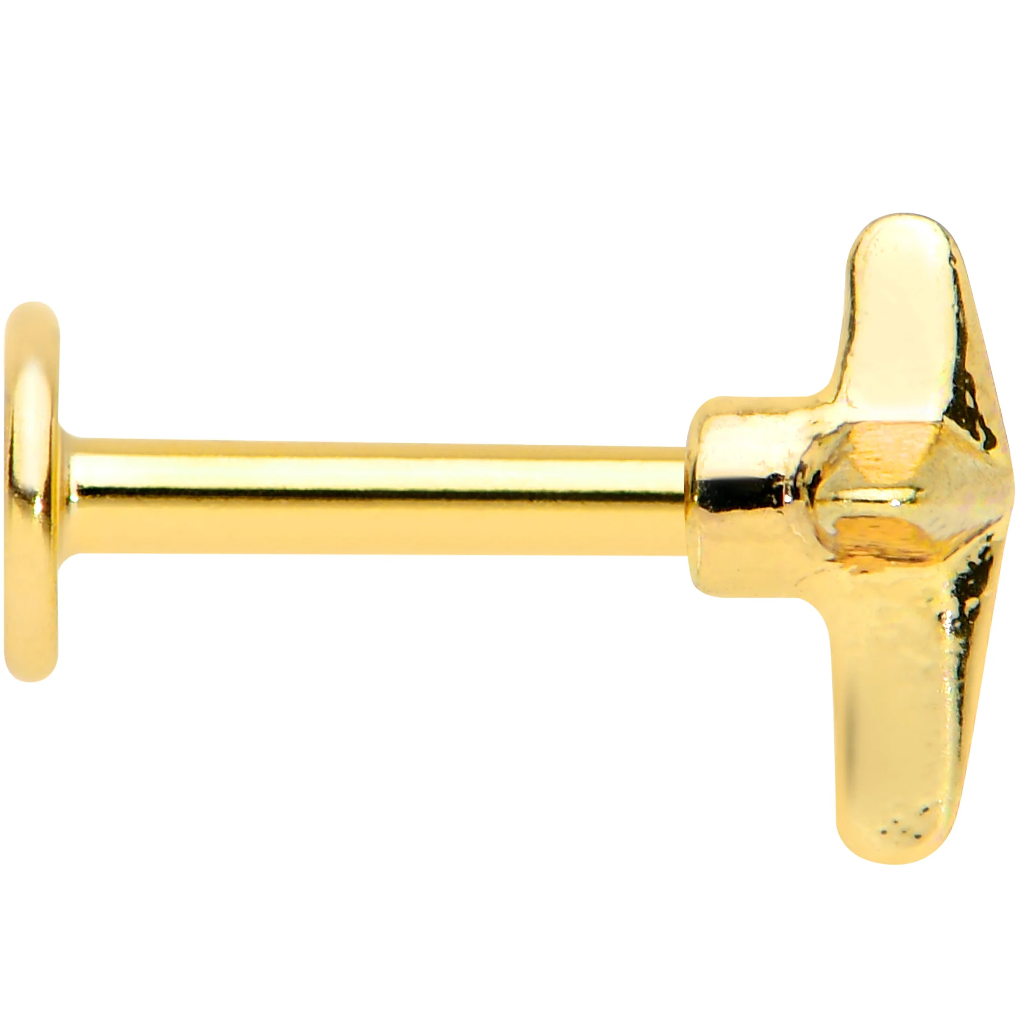 16G 1/4 Gold Tone Simple Cross Labret Monroe Tragus - Image 3