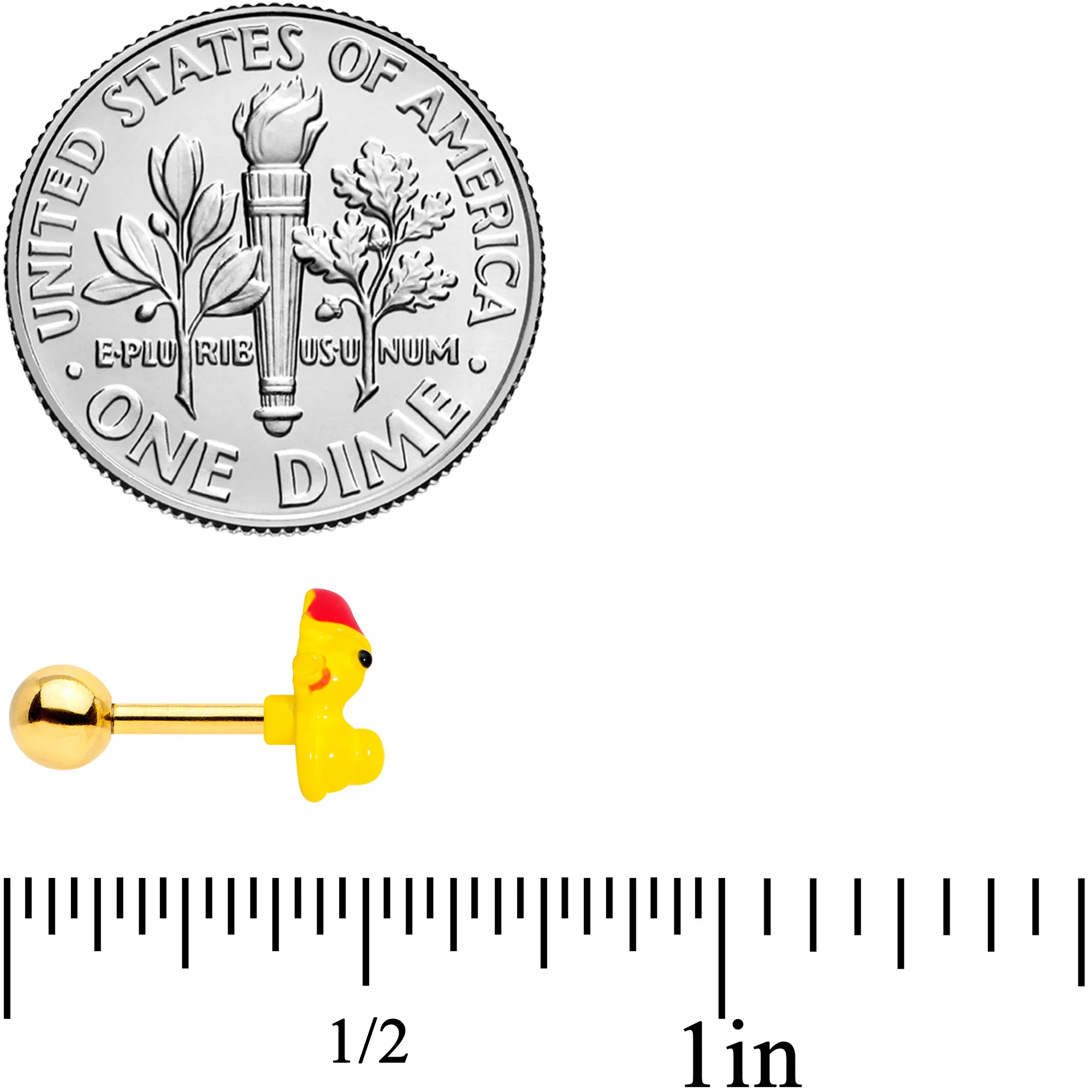 16G 1/4 Gold Tone Sleepy Duck Cartilage Tragus - Image 4