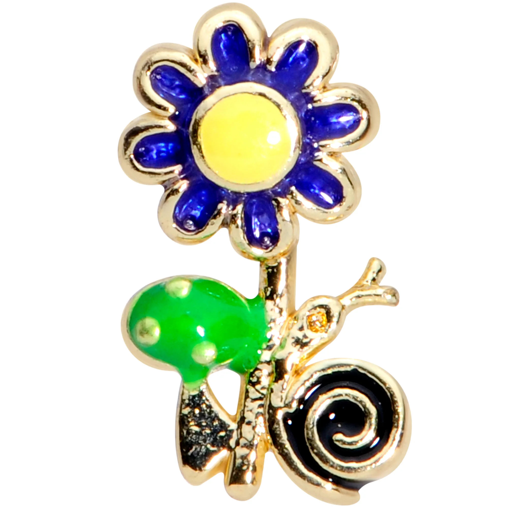 16G 1/4 Gold Tone Snail Flower Cartilage Tragus Earring - Image 2