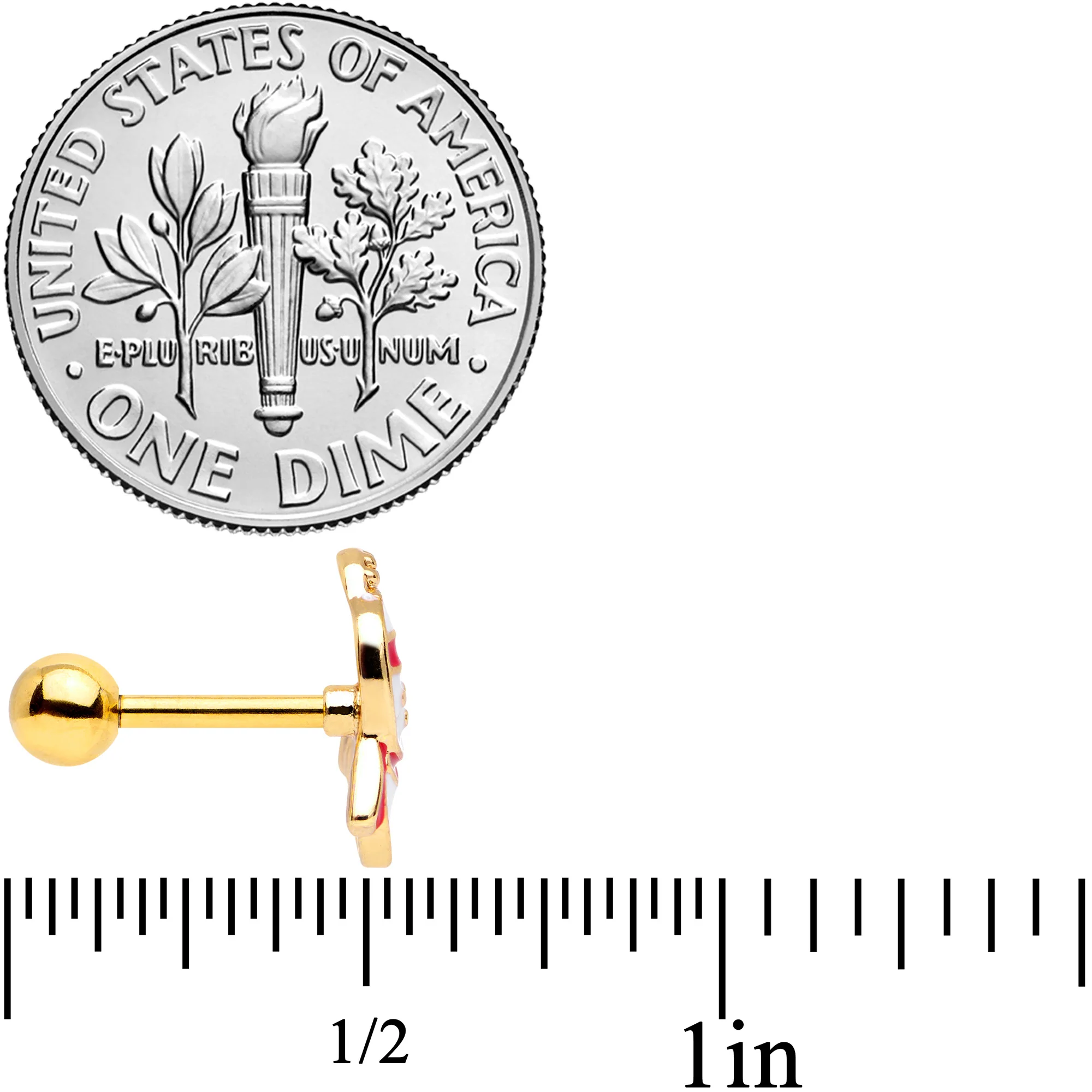 16G 1/4 Gold Tone Snowman Christmas Cartilage Tragus Set of 3 - Image 5