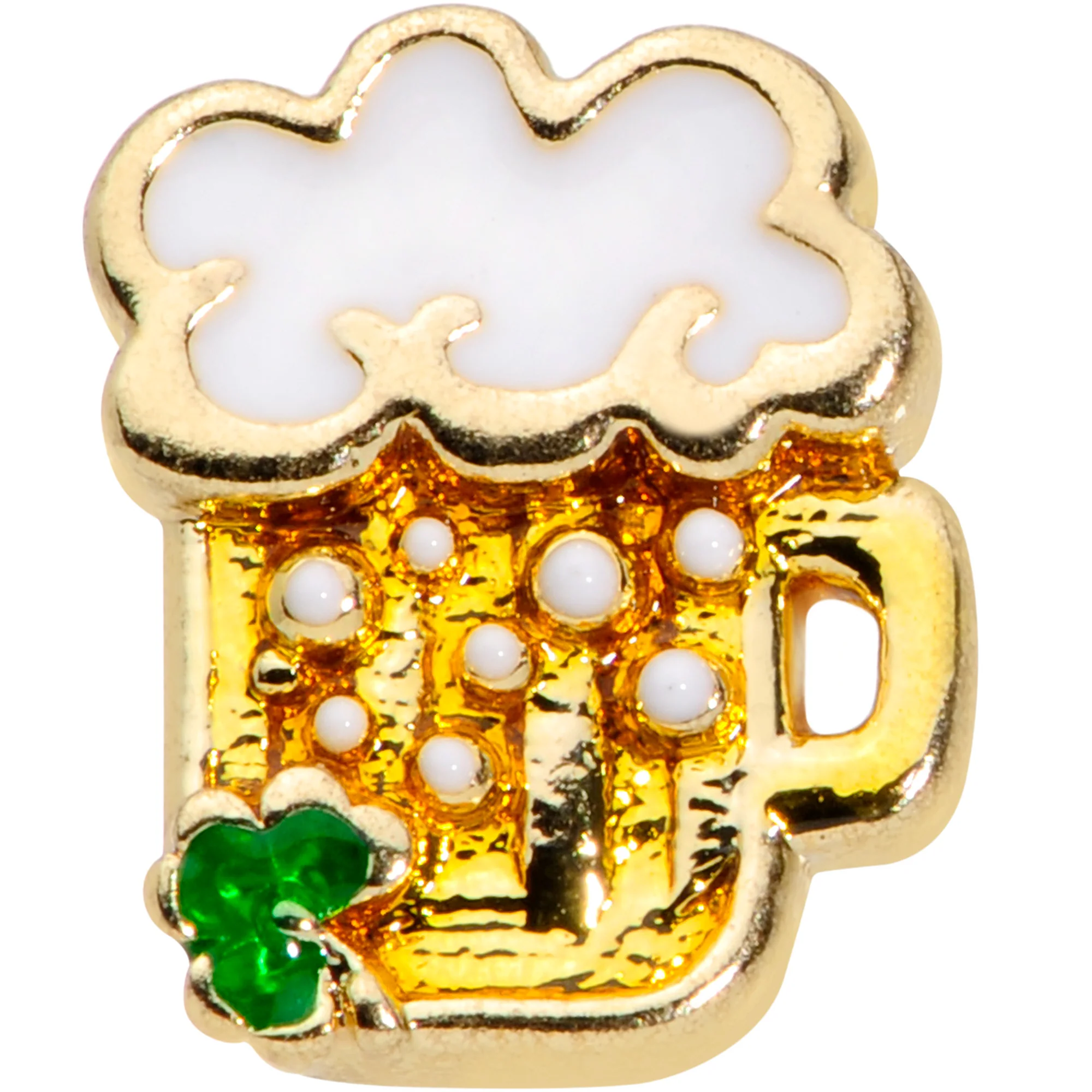16G 1/4 Gold Tone St Patricks Beer Mug Cartilage Tragus Earring - Image 2