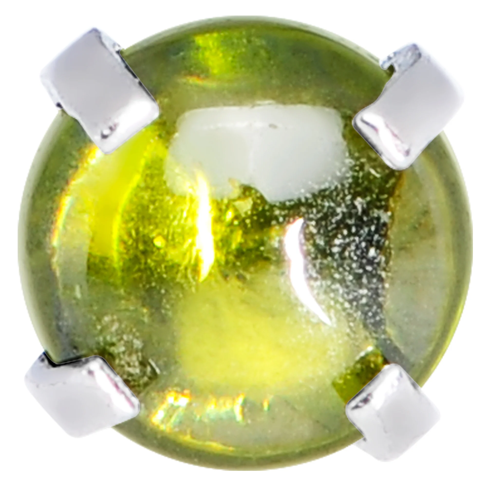 16G 1/4 Green CZ Gem Smooth Hemisphere Cartilage Tragus Earring - Image 4