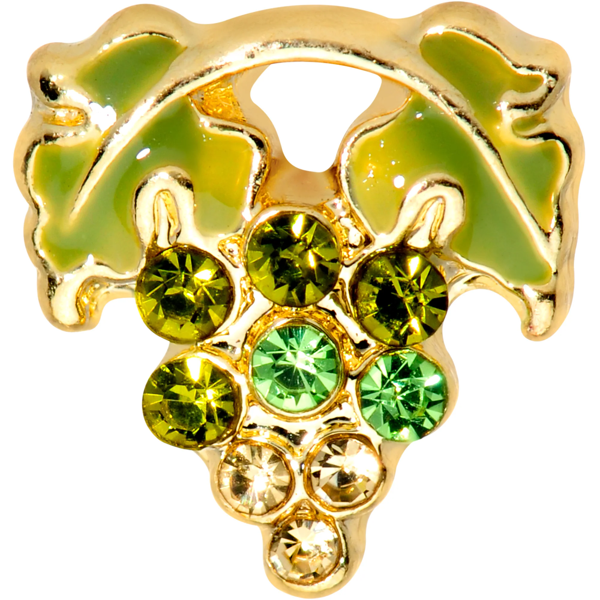 16G 1/4 Green Gem Gold Tone Bunch of Grapes Cartilage Tragus - Image 2
