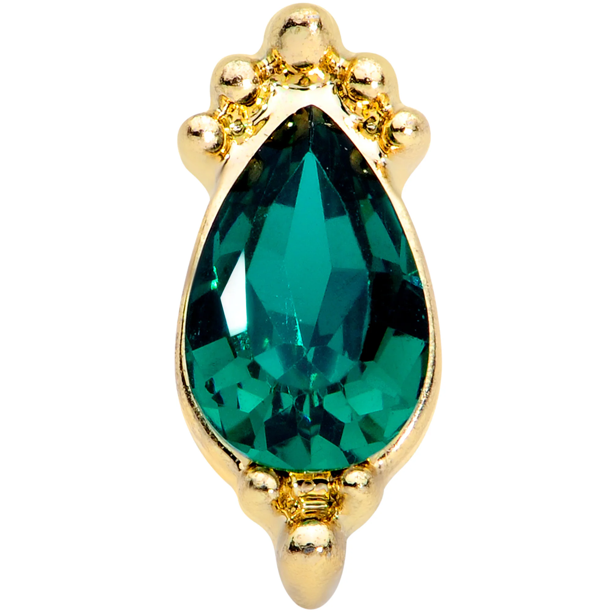 16G 1/4 Green Gem Gold Tone Drop Cartilage Tragus - Image 4
