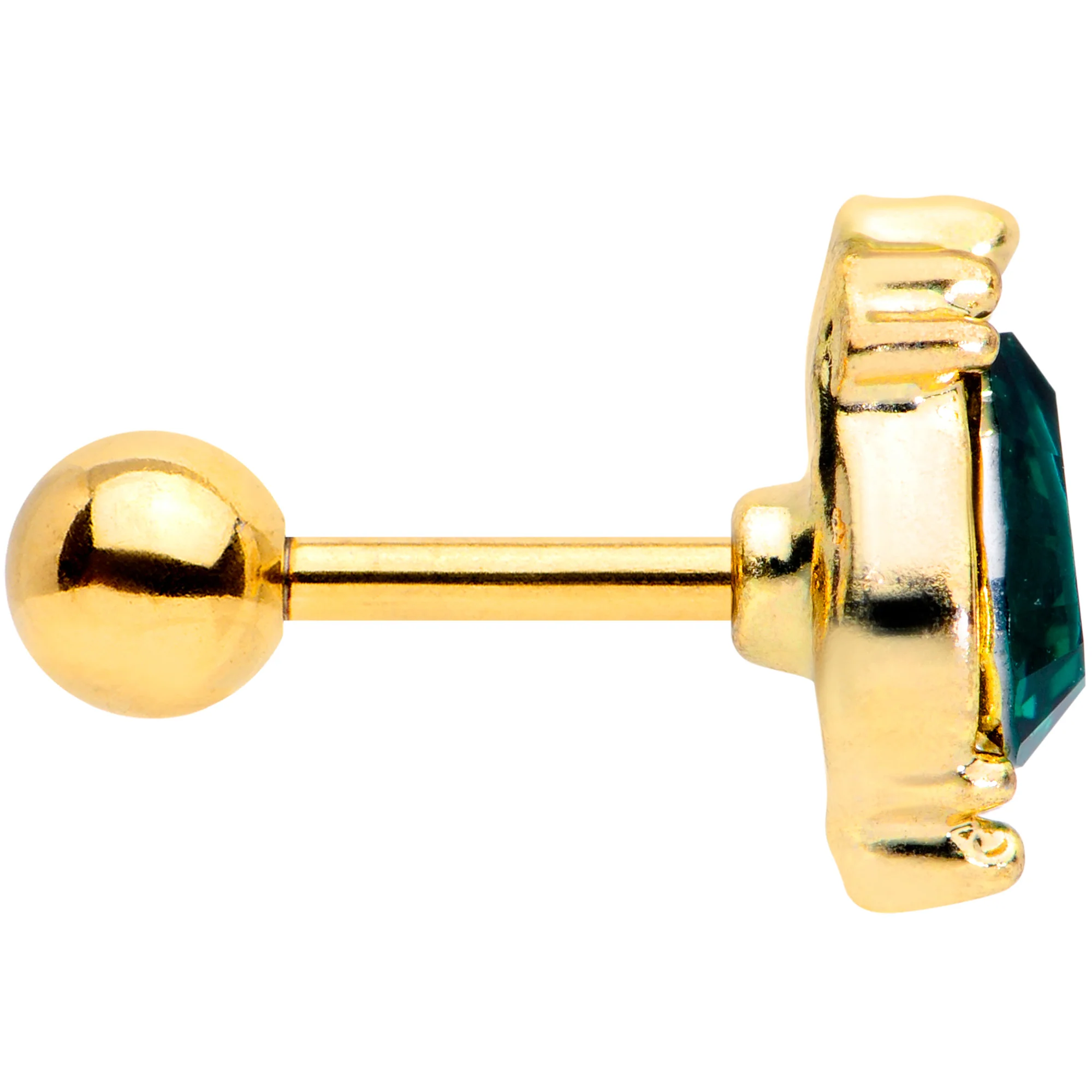 16G 1/4 Green Gem Gold Tone Drop Cartilage Tragus - Image 5