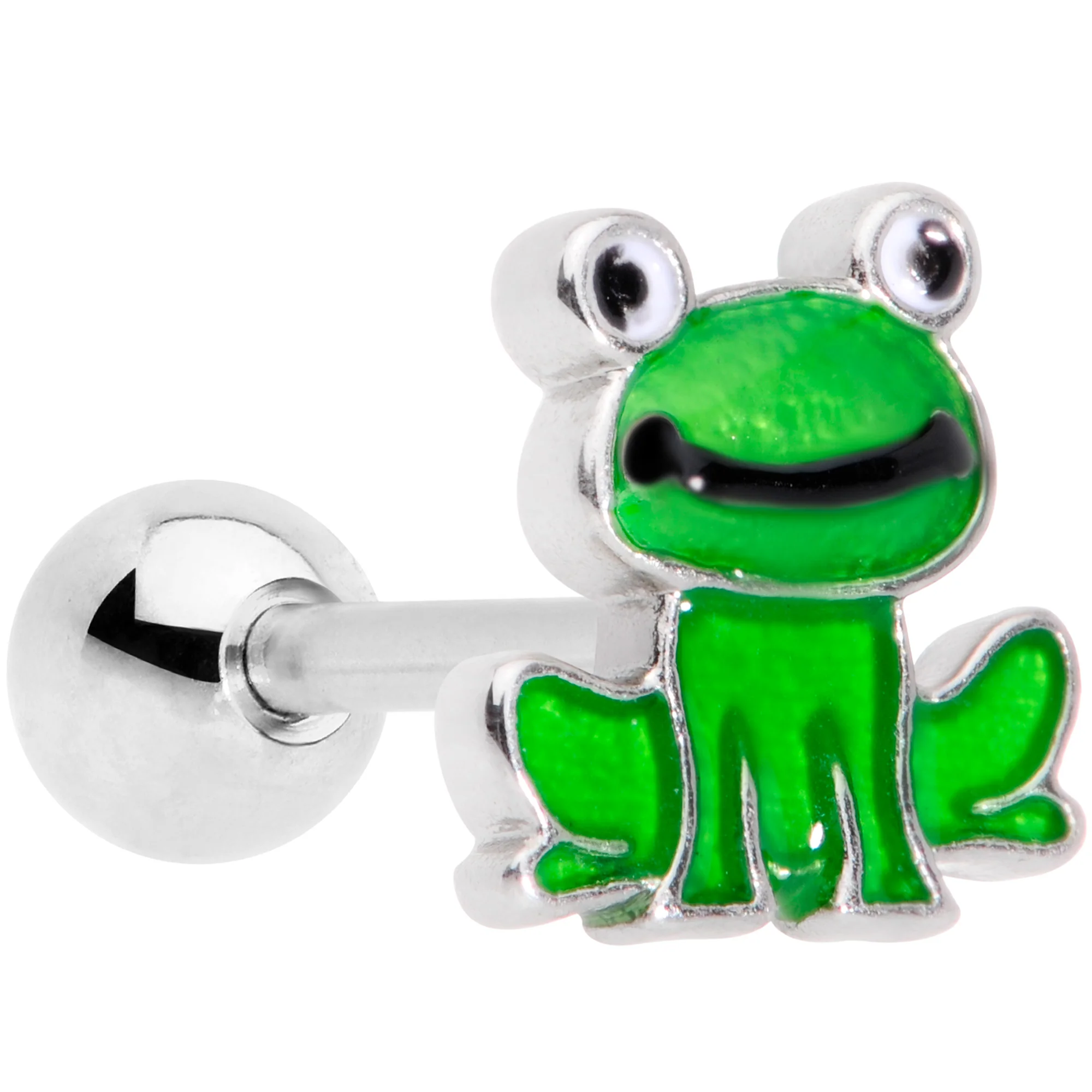 16G 1/4 Green Green Frog Cartilage Tragus Earring
