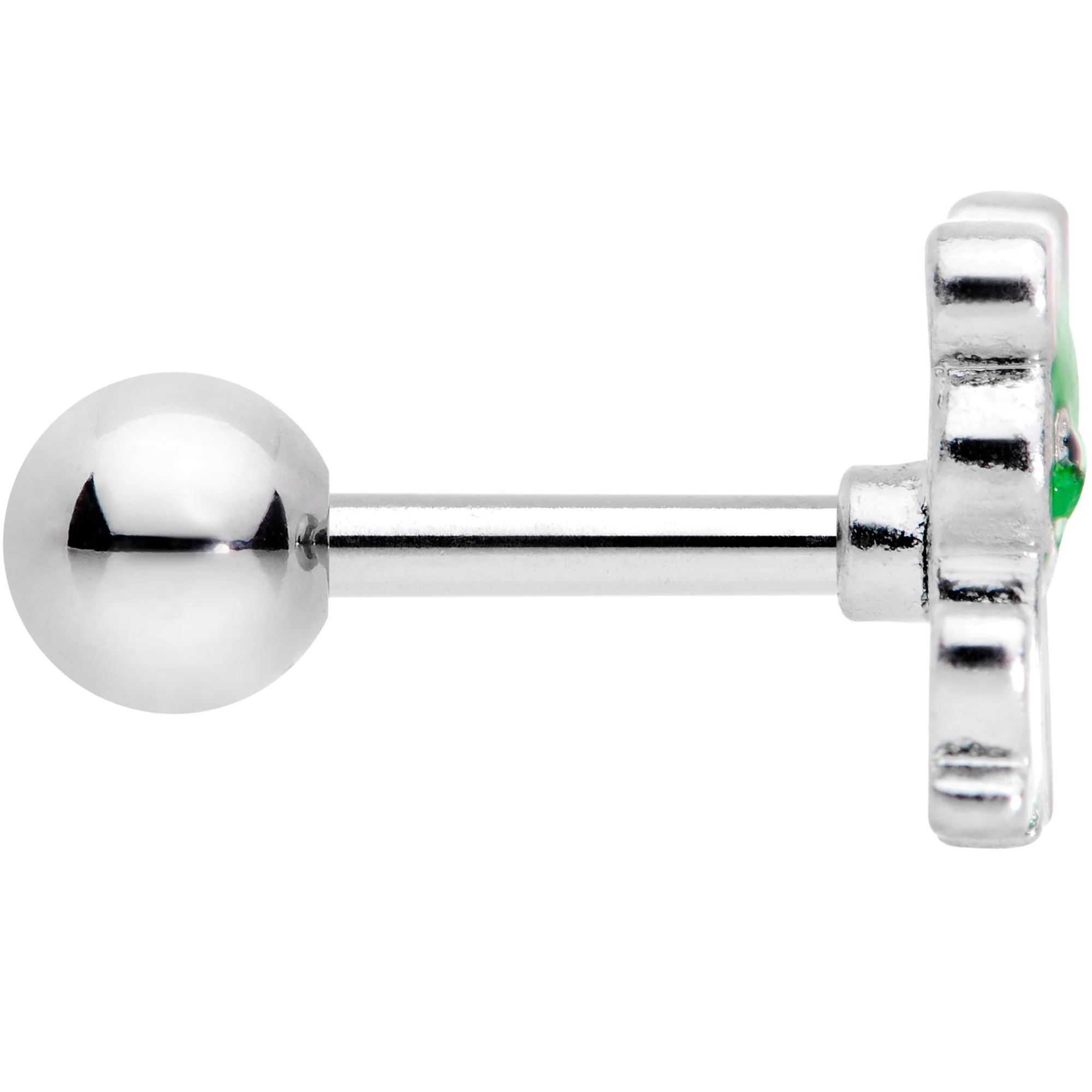 16G 1/4 Green Green Frog Cartilage Tragus Earring - Image 2