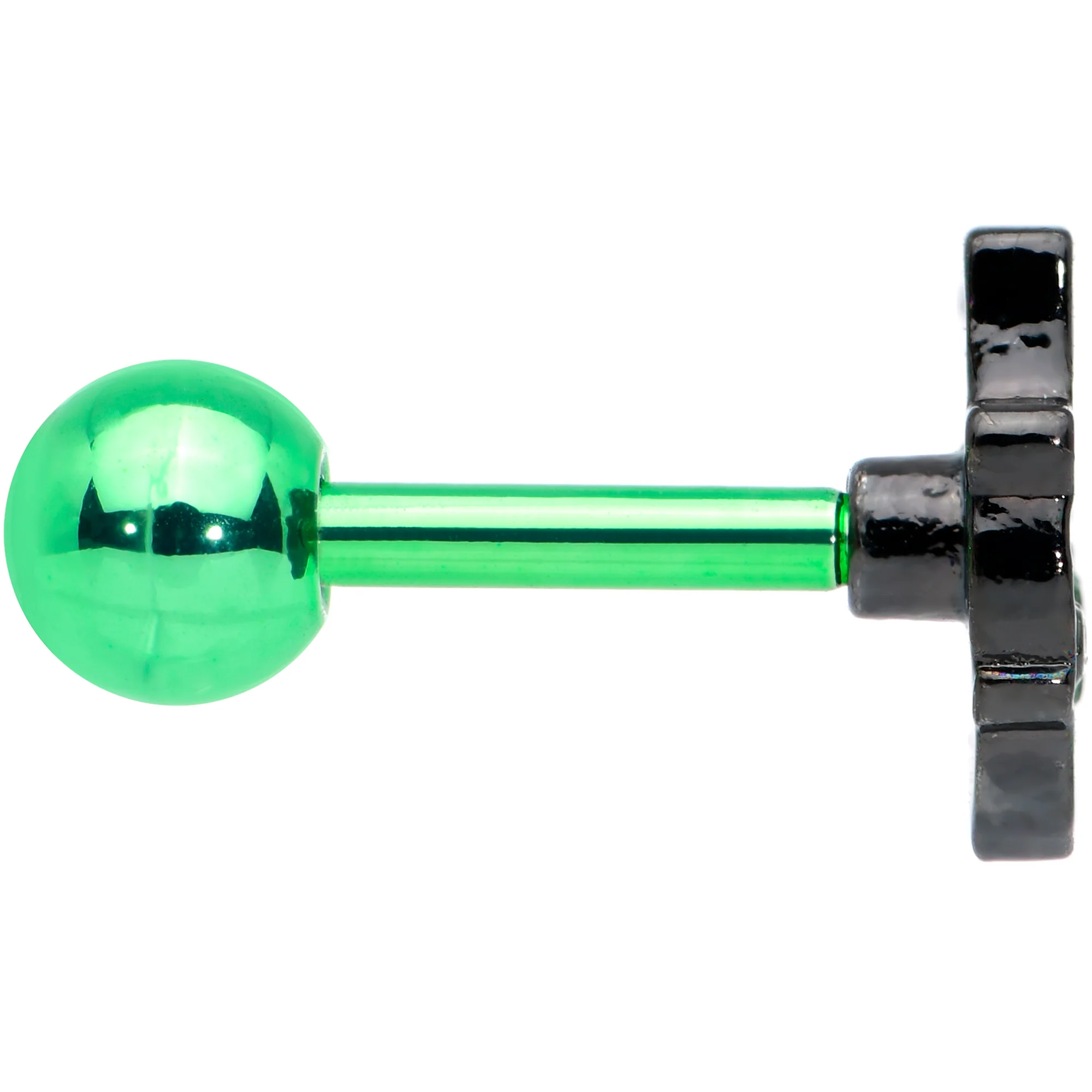 16G 1/4 Green Top Hat Skull Halloween Cartilage Tragus Earring - Image 3