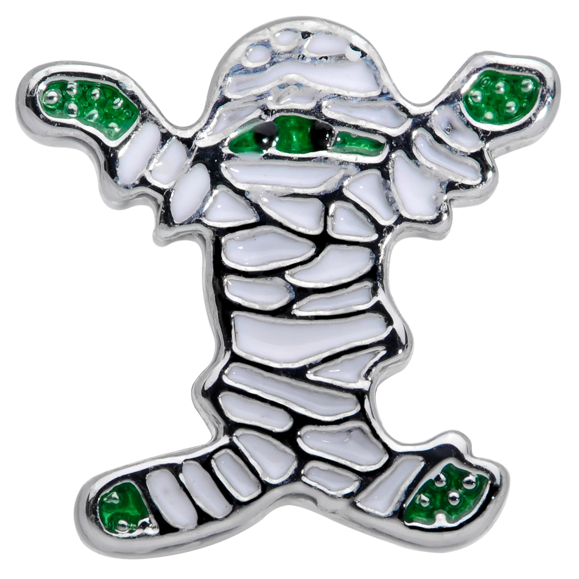16G 1/4 Green White Mummy Halloween Cartilage Tragus Earring - Image 2