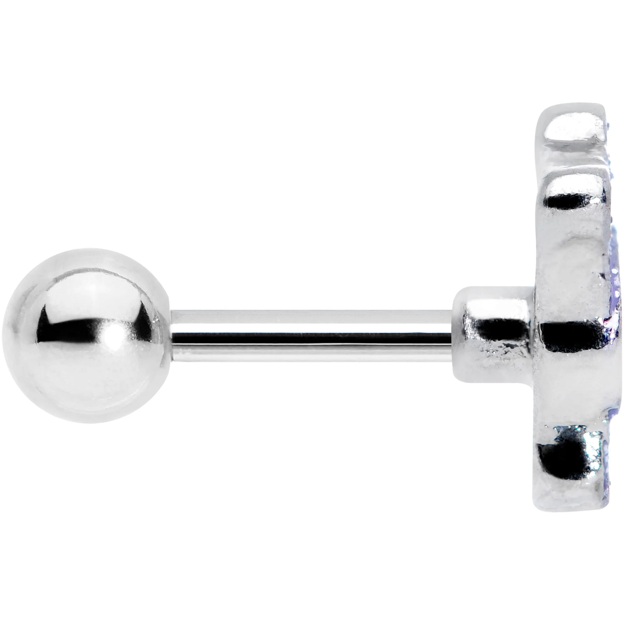 16G 1/4 Happy Purple Hippo Cartilage Tragus Earring - Image 3