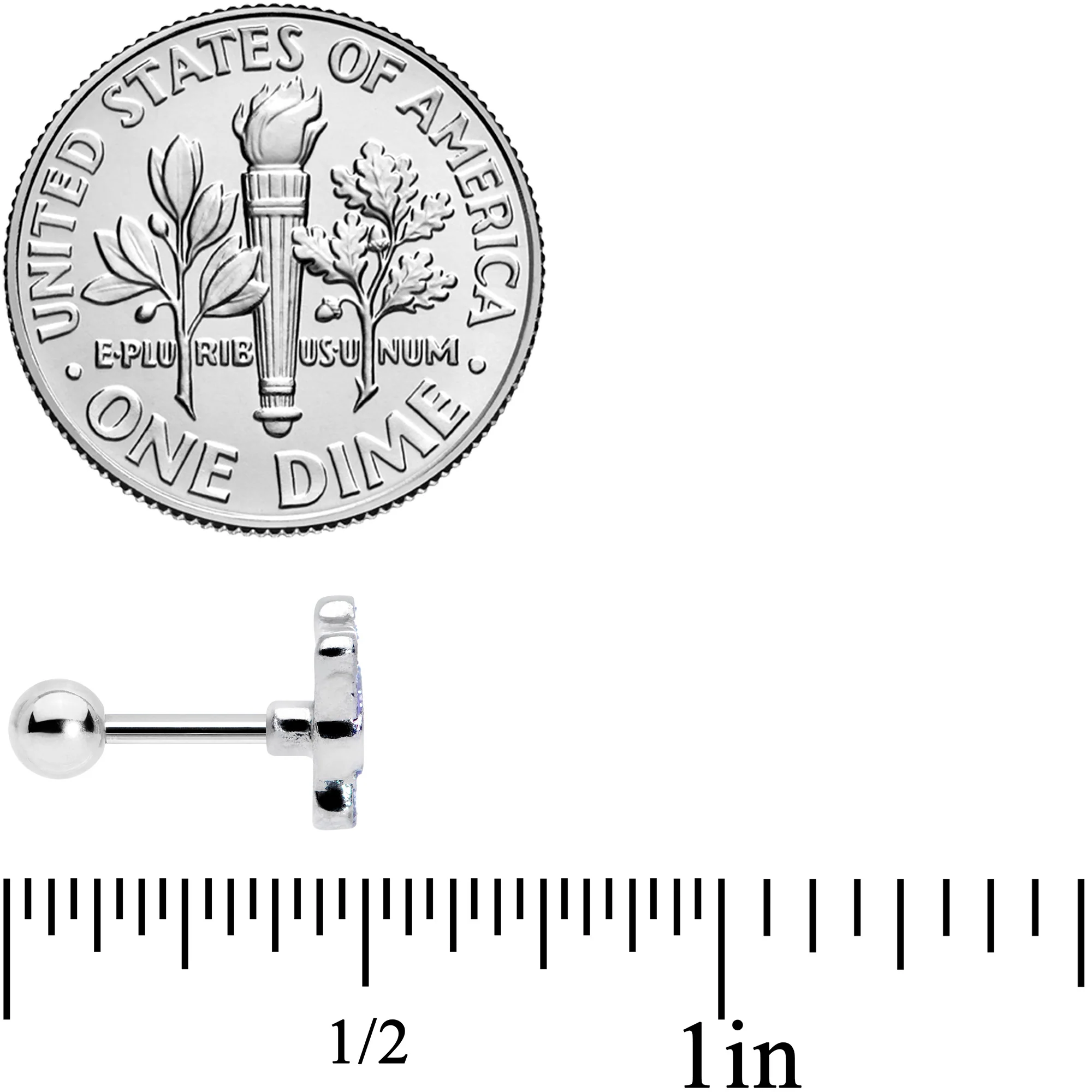 16G 1/4 Happy Purple Hippo Cartilage Tragus Earring - Image 4