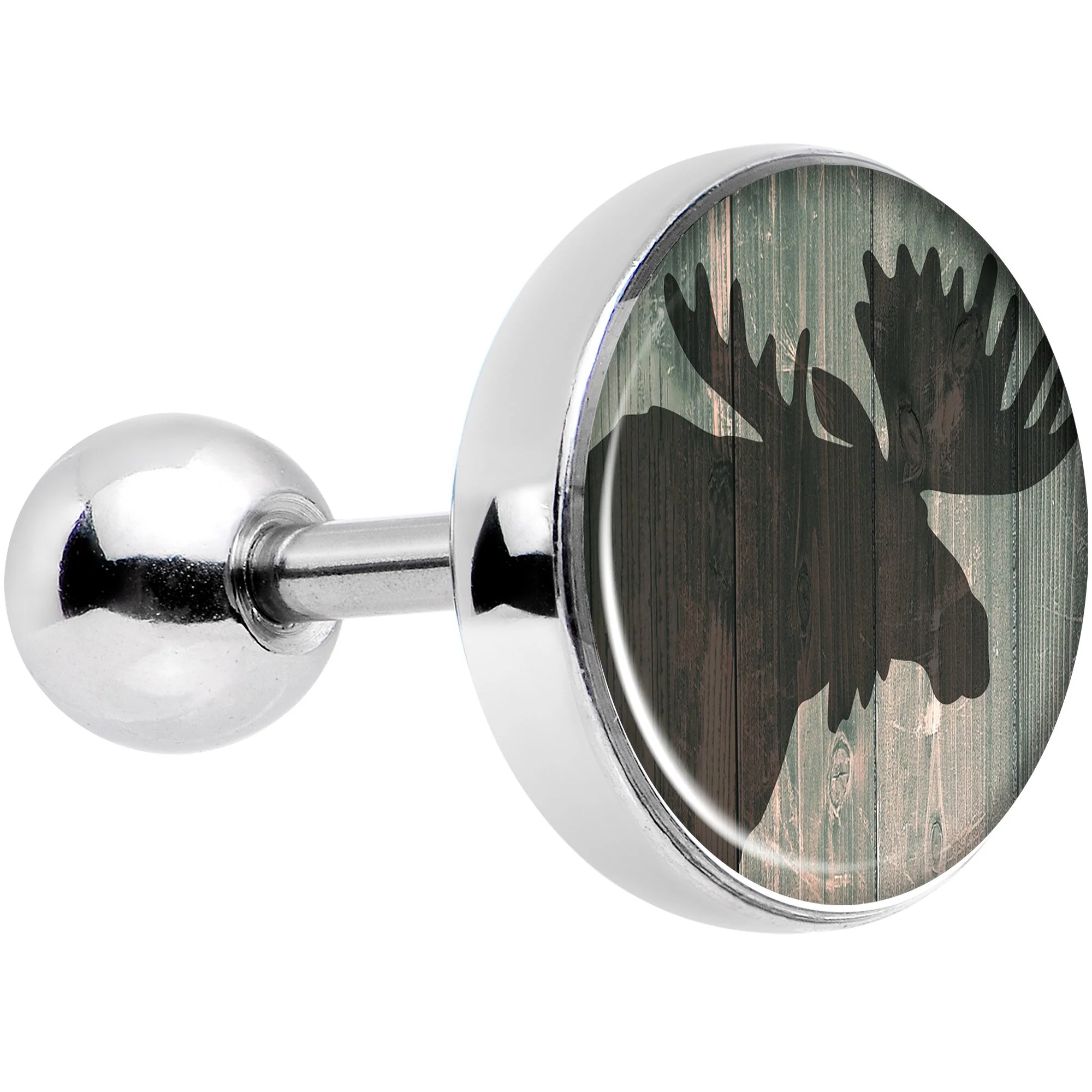16G 1/4 Holiday Rustic Wood Moose Tragus Cartilage Earring