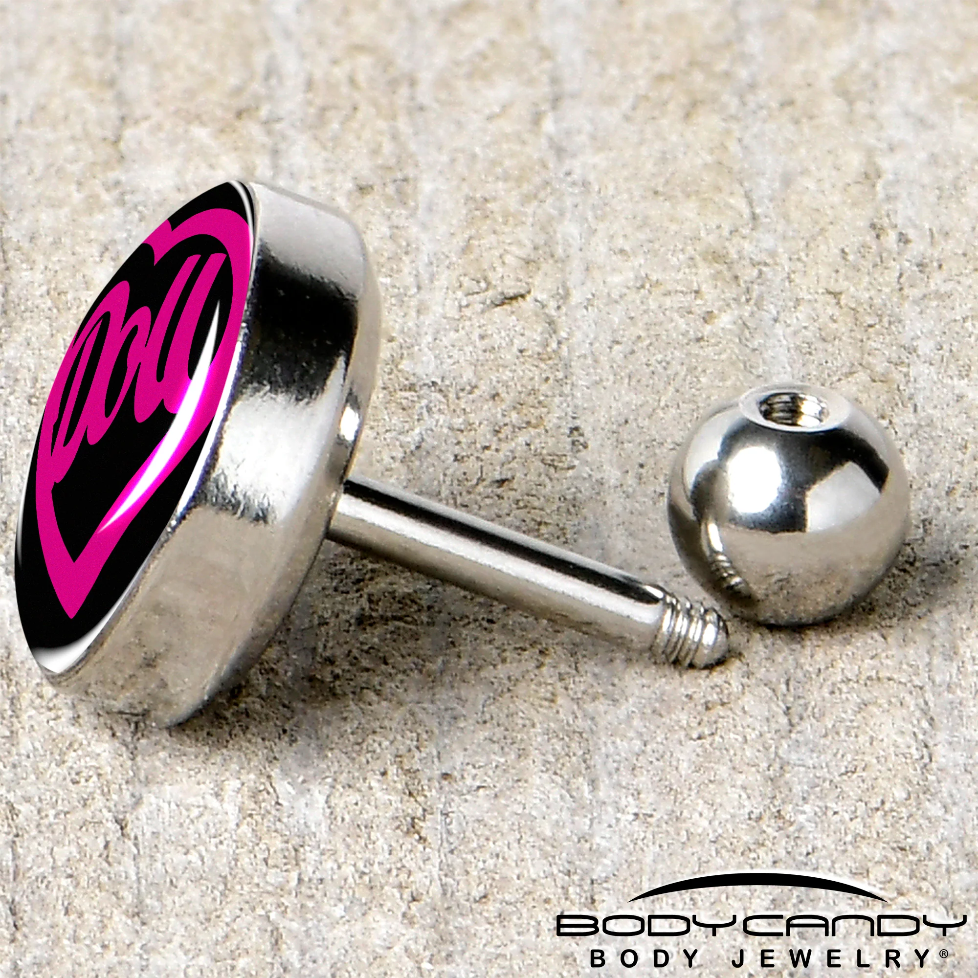 16G 1/4 Hollow Heart Doll Word Tragus Cartilage Earring by Onyx O - Image 5