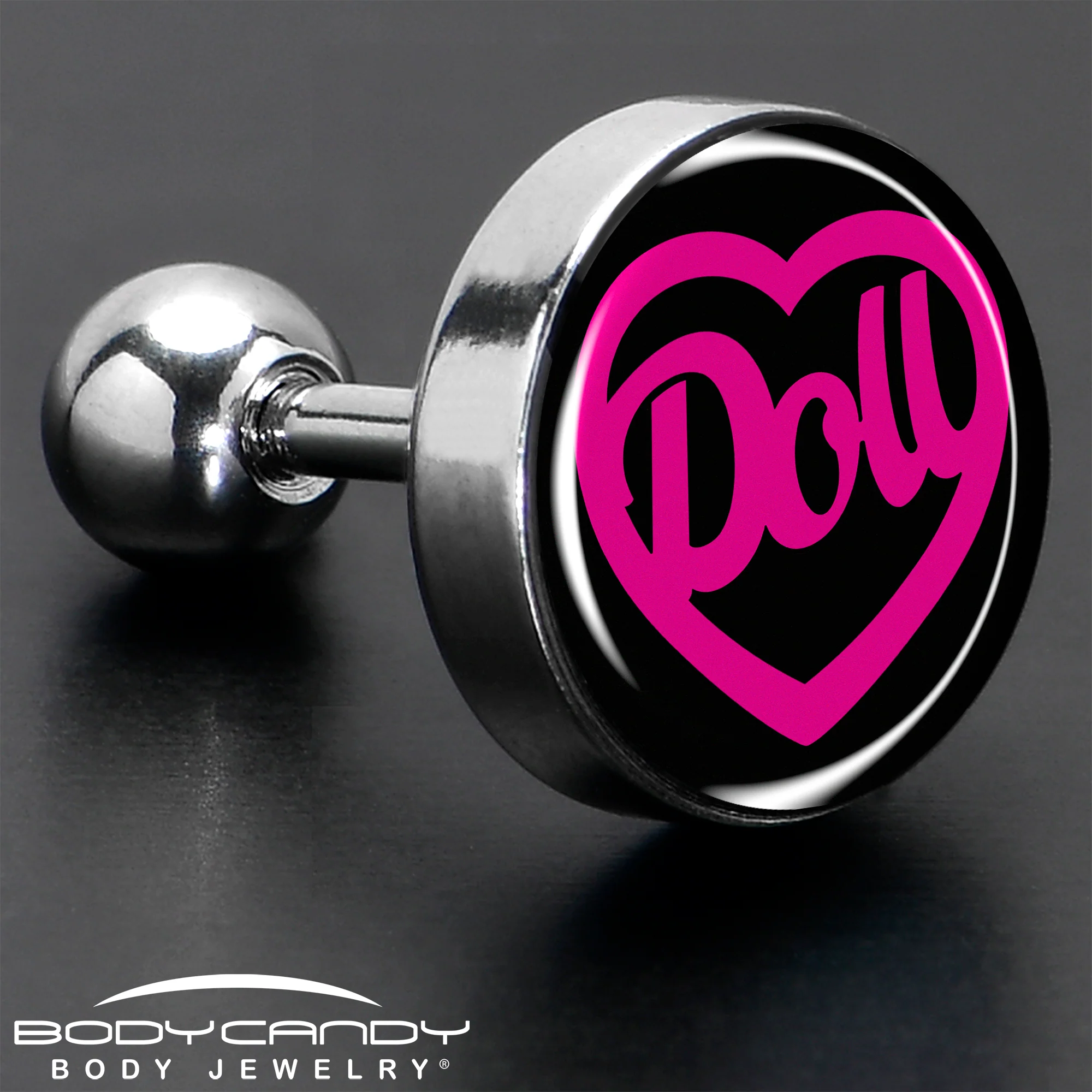 16G 1/4 Hollow Heart Doll Word Tragus Cartilage Earring by Onyx O - Image 7