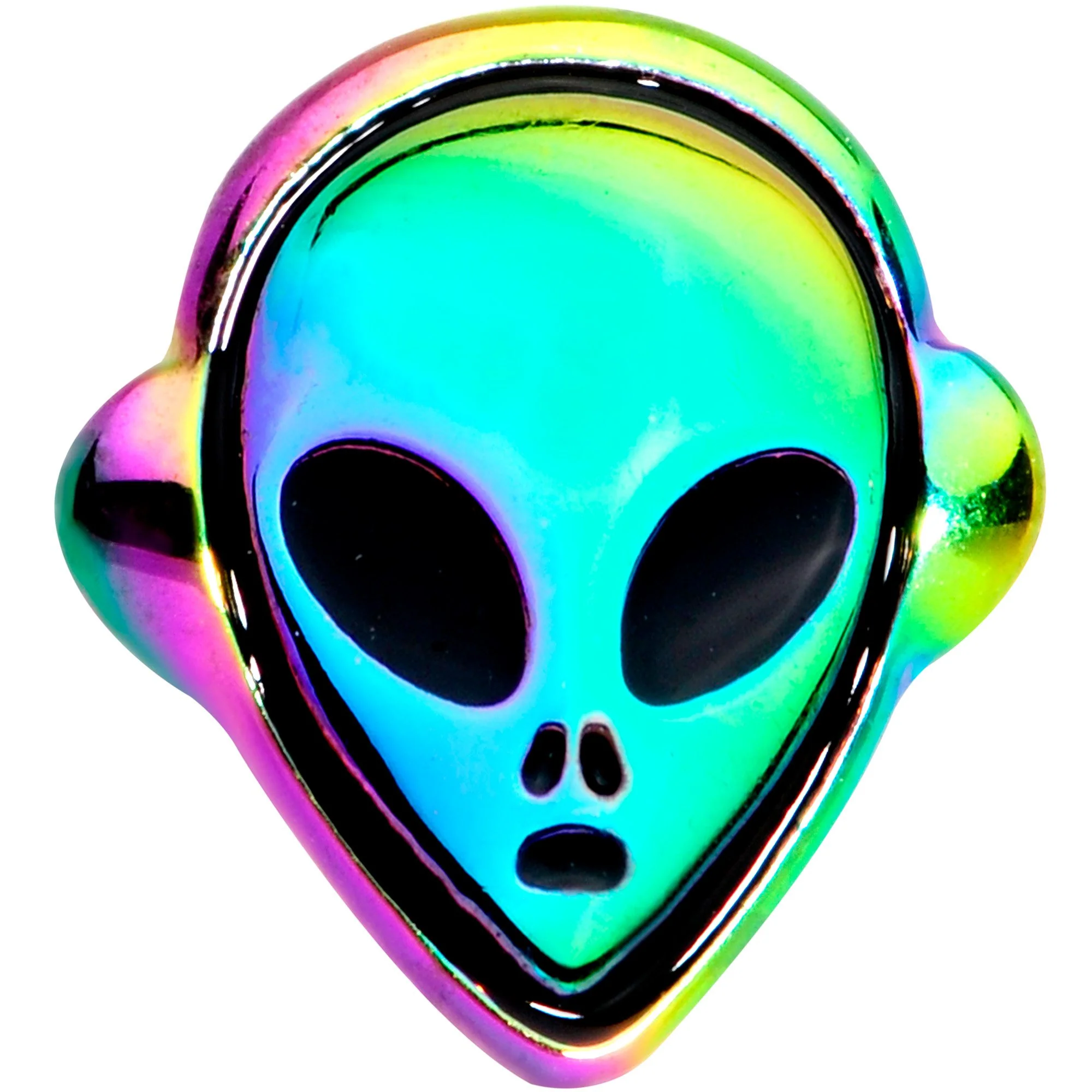 16G 1/4 Iridescent Creepy Space Alien Cartilage Tragus Earring - Image 2
