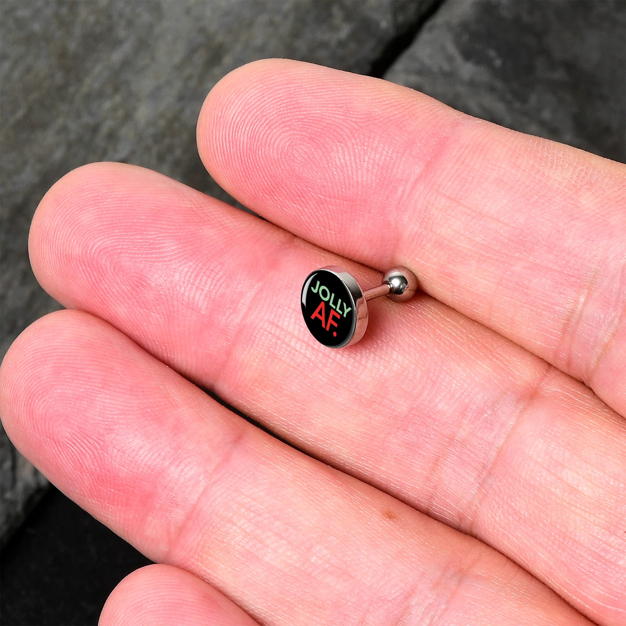 16G 1/4 Jolly AF Festive Holiday Tragus Cartilage Earring by Onyx O - Image 2