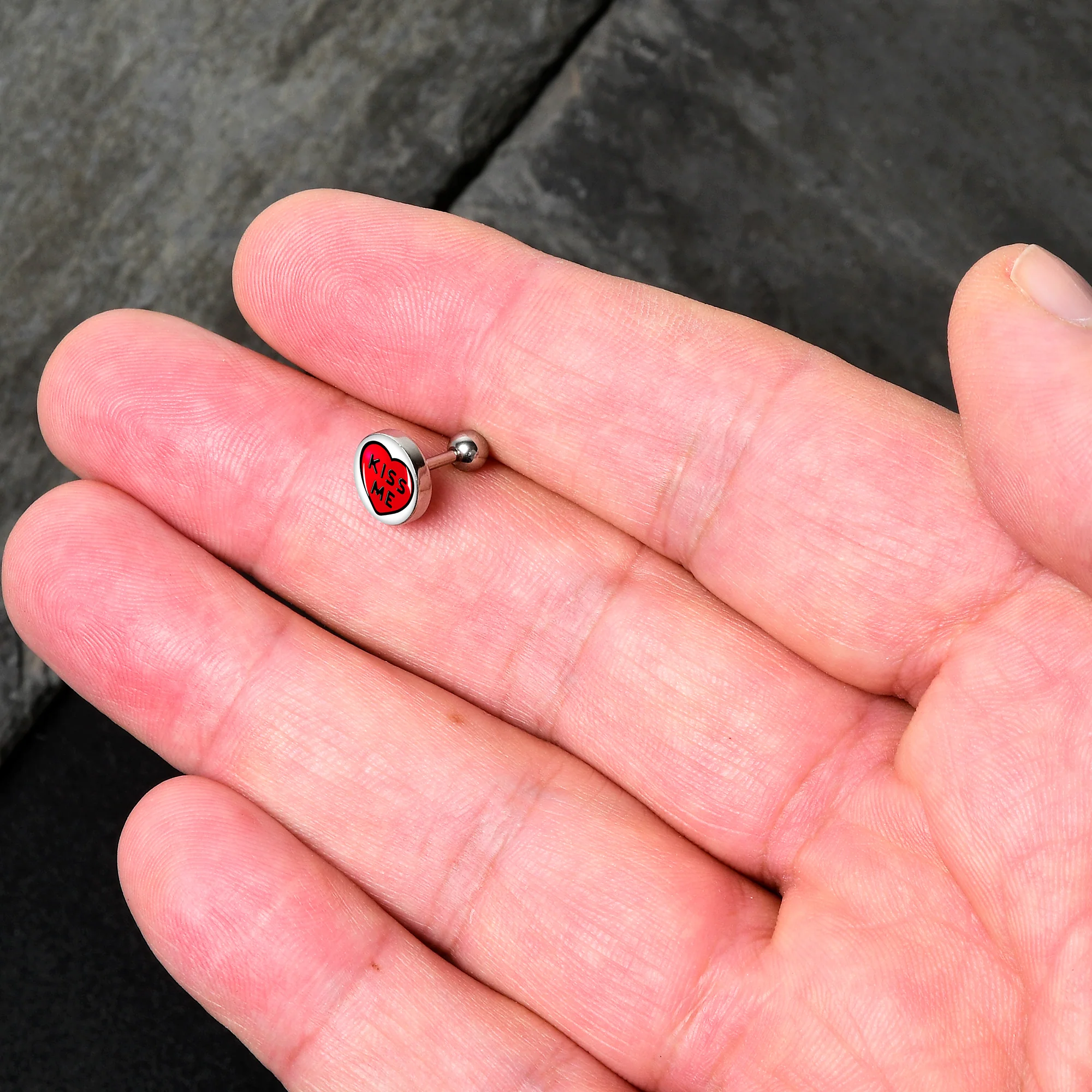 16G 1/4 Kiss Me Candy Heart Cartilage Tragus Earring by Onyx O - Image 2